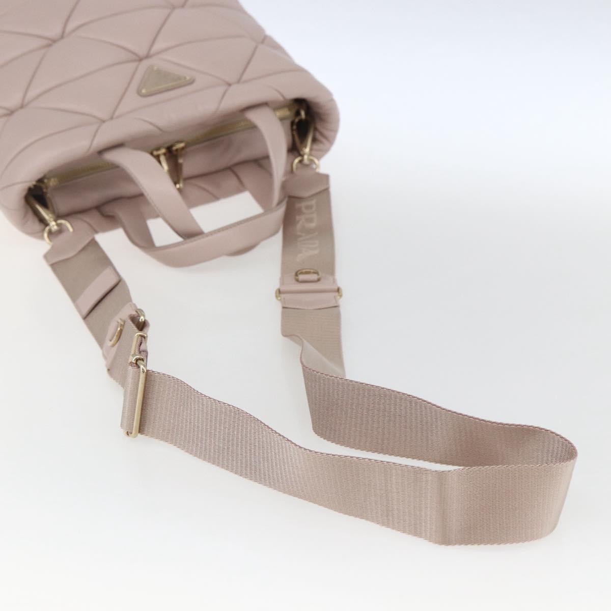PRADA Hand Bag Leather 2way Pink Gold Auth 165567SAM