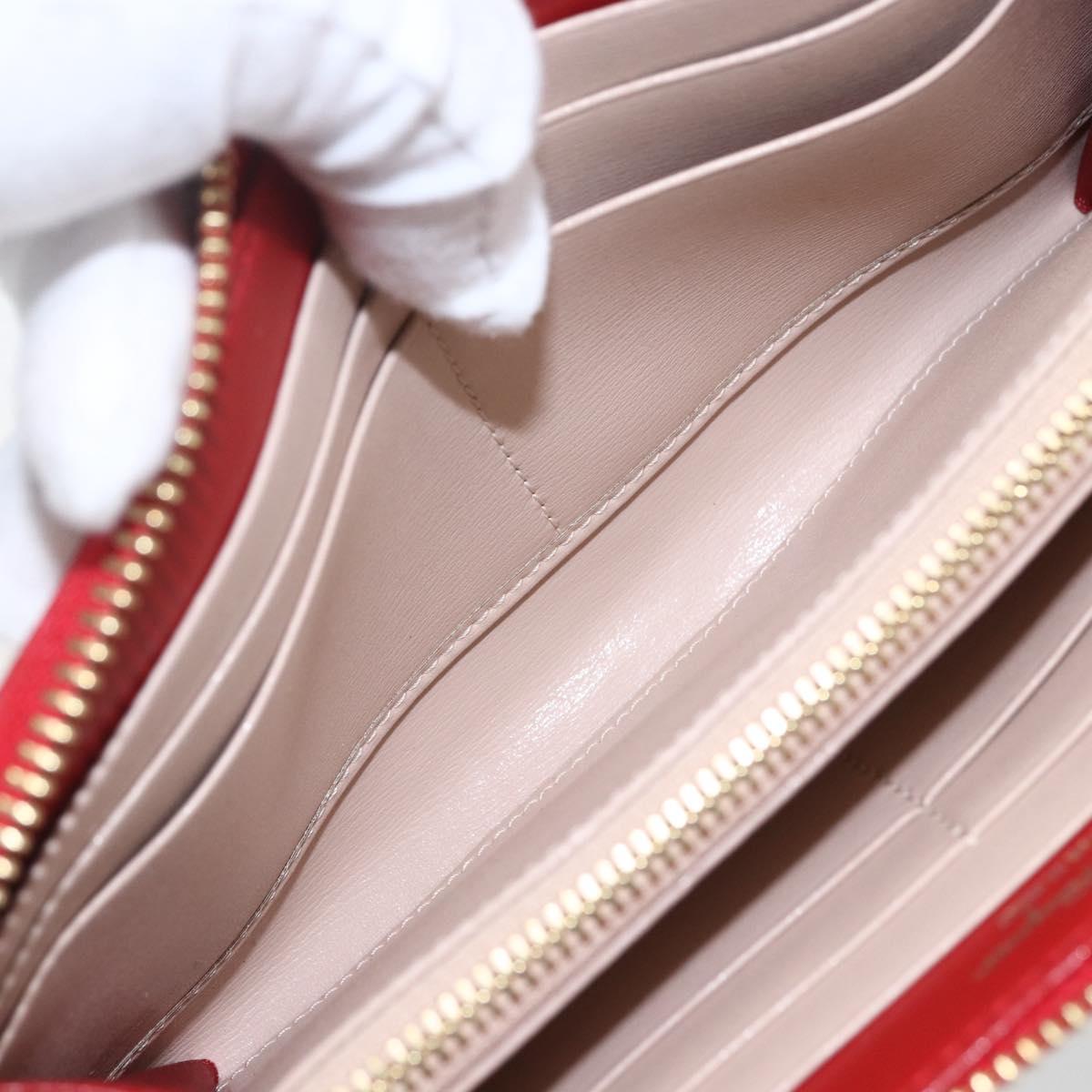 Salvatore Ferragamo Gancini Long Wallet Leather Red Gold Auth 165570