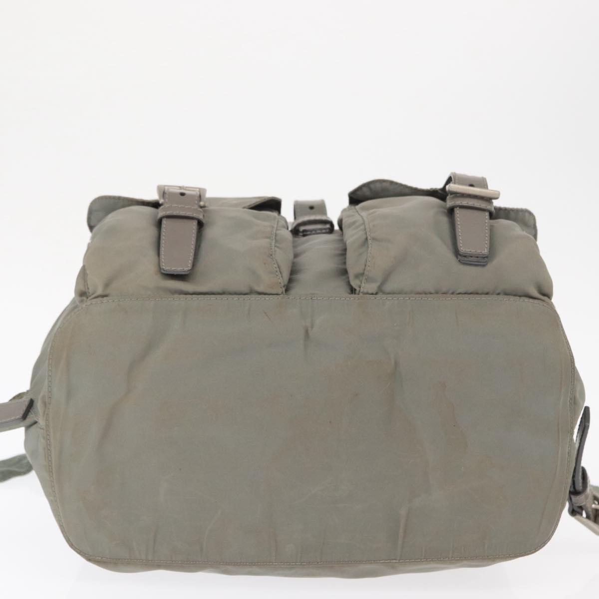 PRADA Backpack Nylon Gray Silver Auth 165573