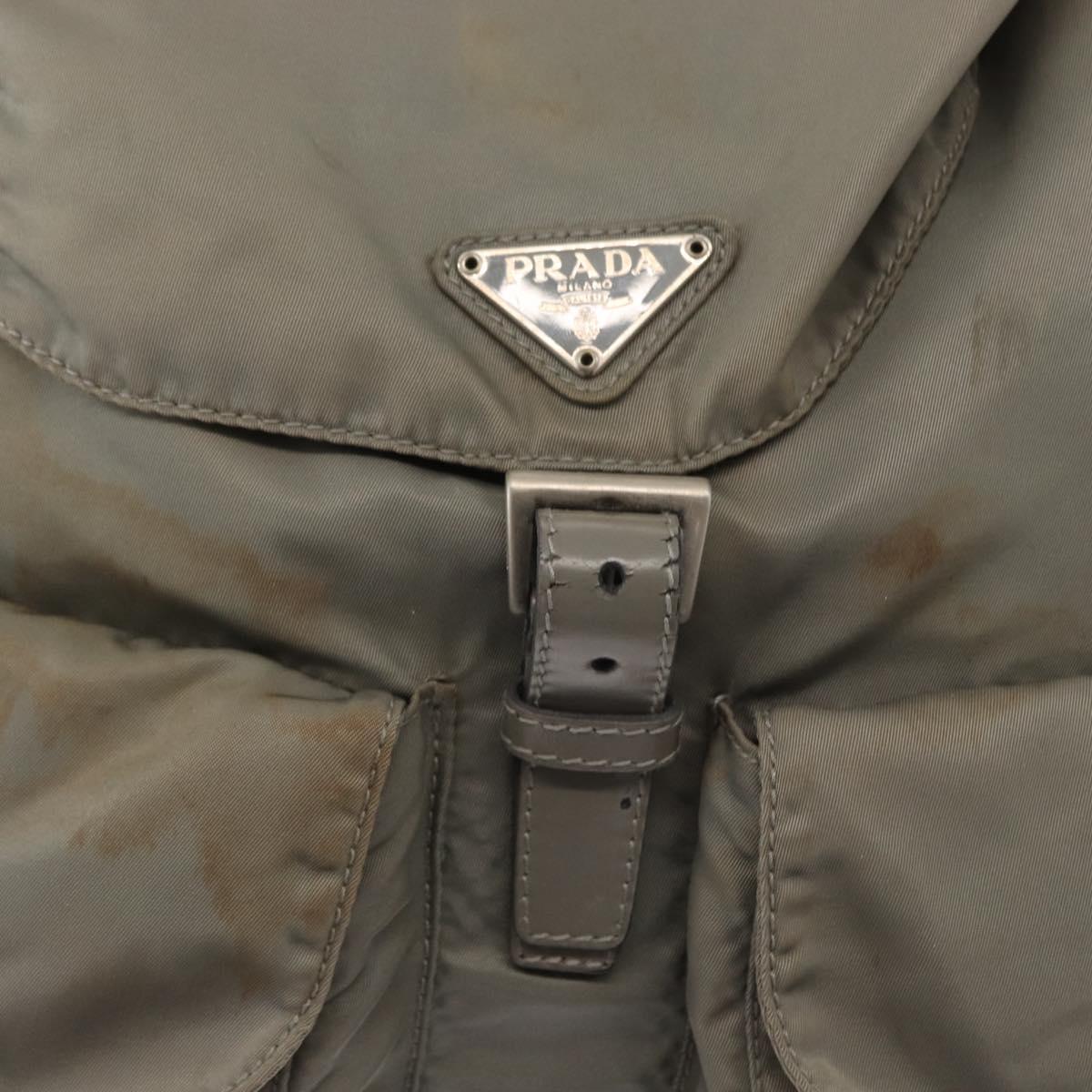 PRADA Backpack Nylon Gray Silver Auth 165573