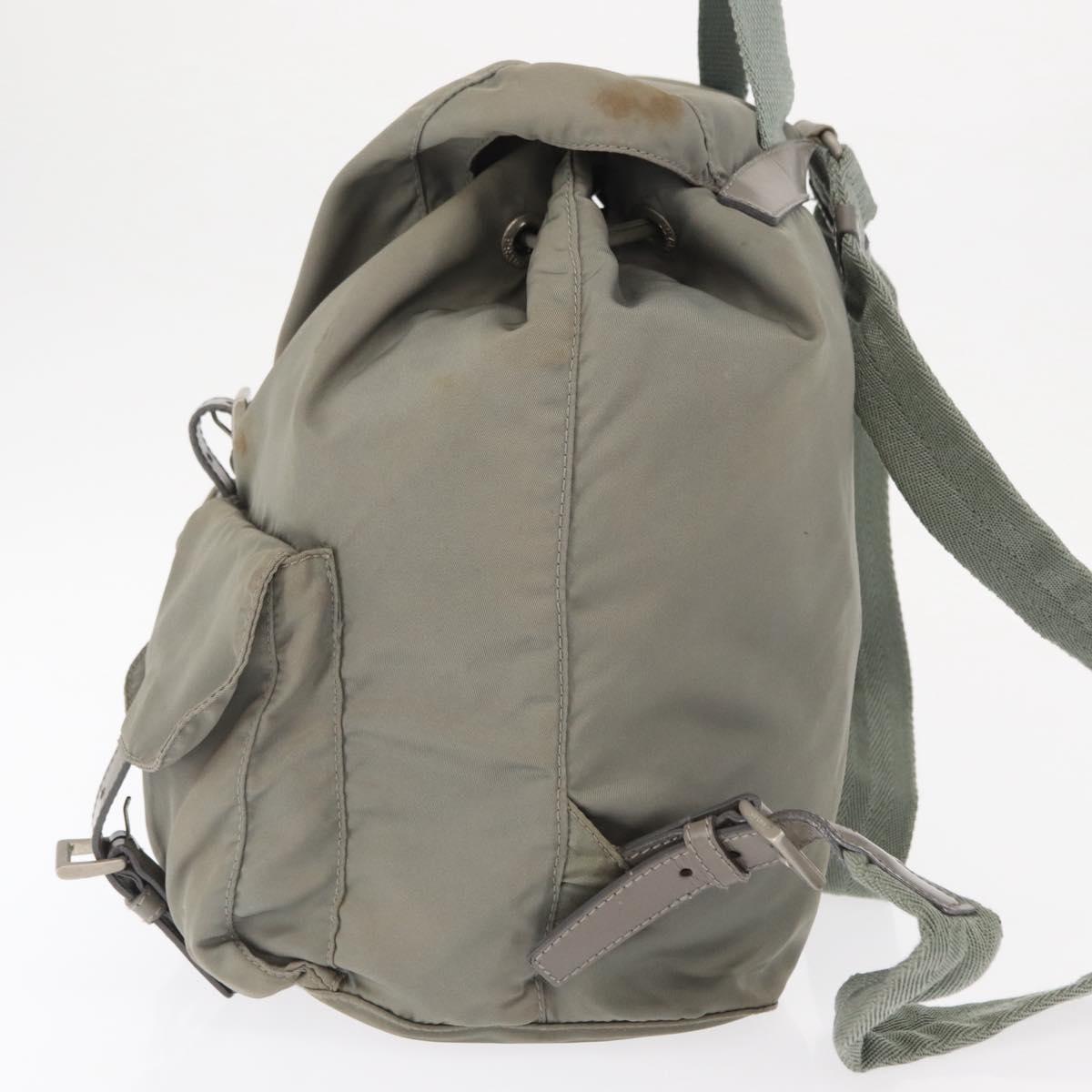 PRADA Backpack Nylon Gray Silver Auth 165573