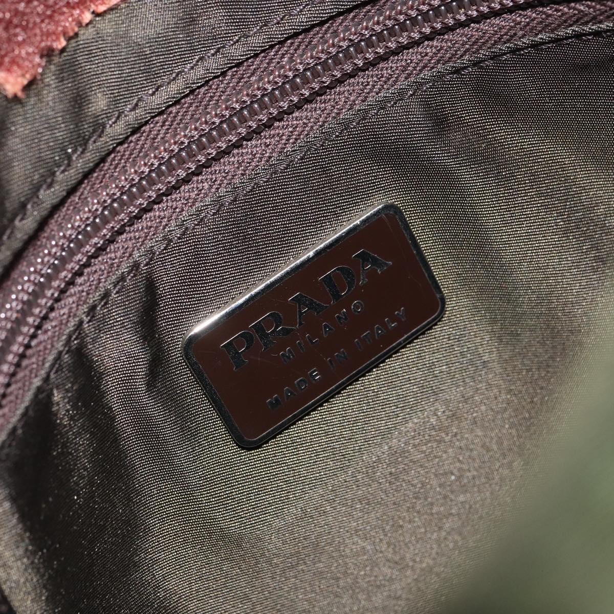 PRADA Shoulder Bag Nylon Khaki Silver Auth 165575