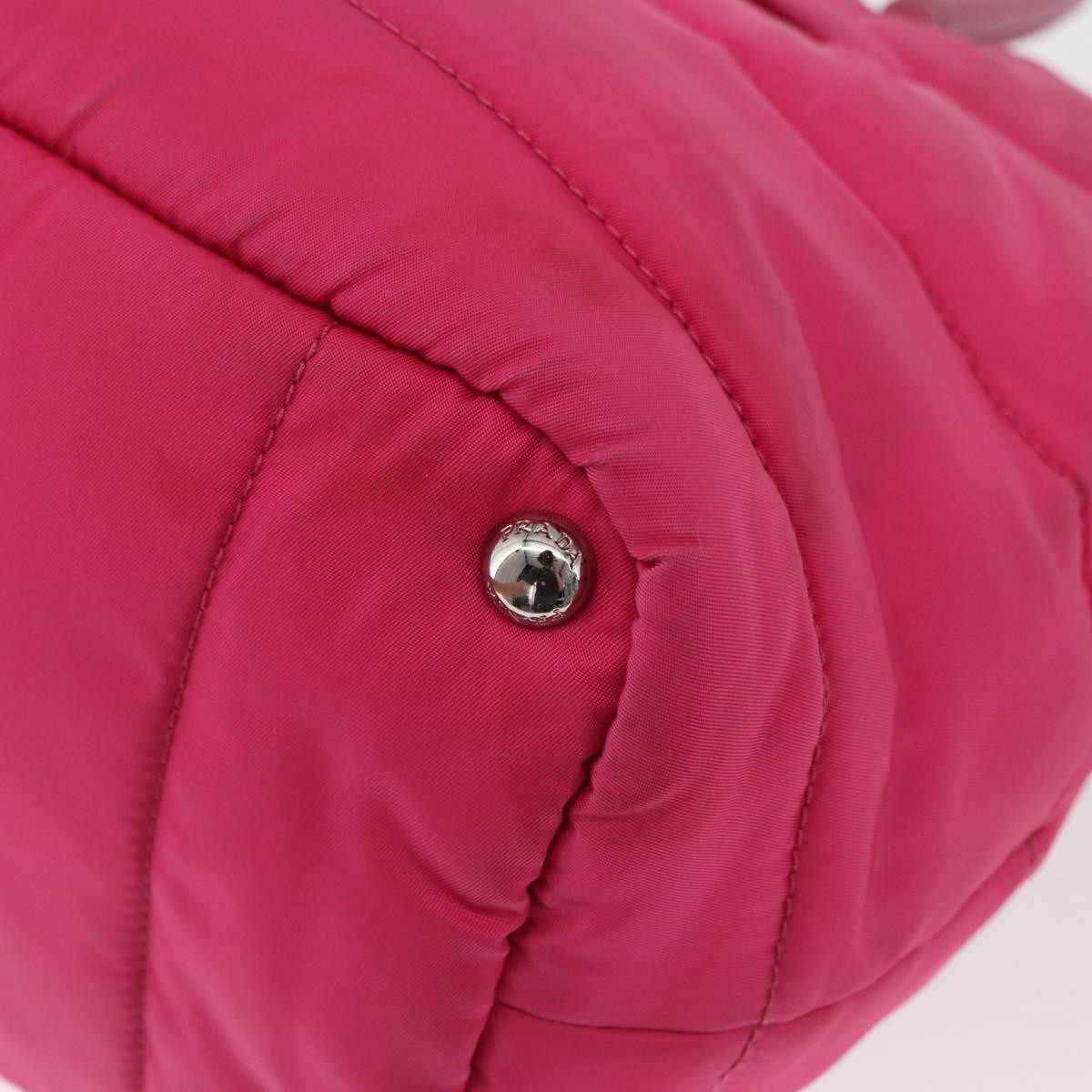PRADA Hand Bag Nylon Pink Silver Auth 165606