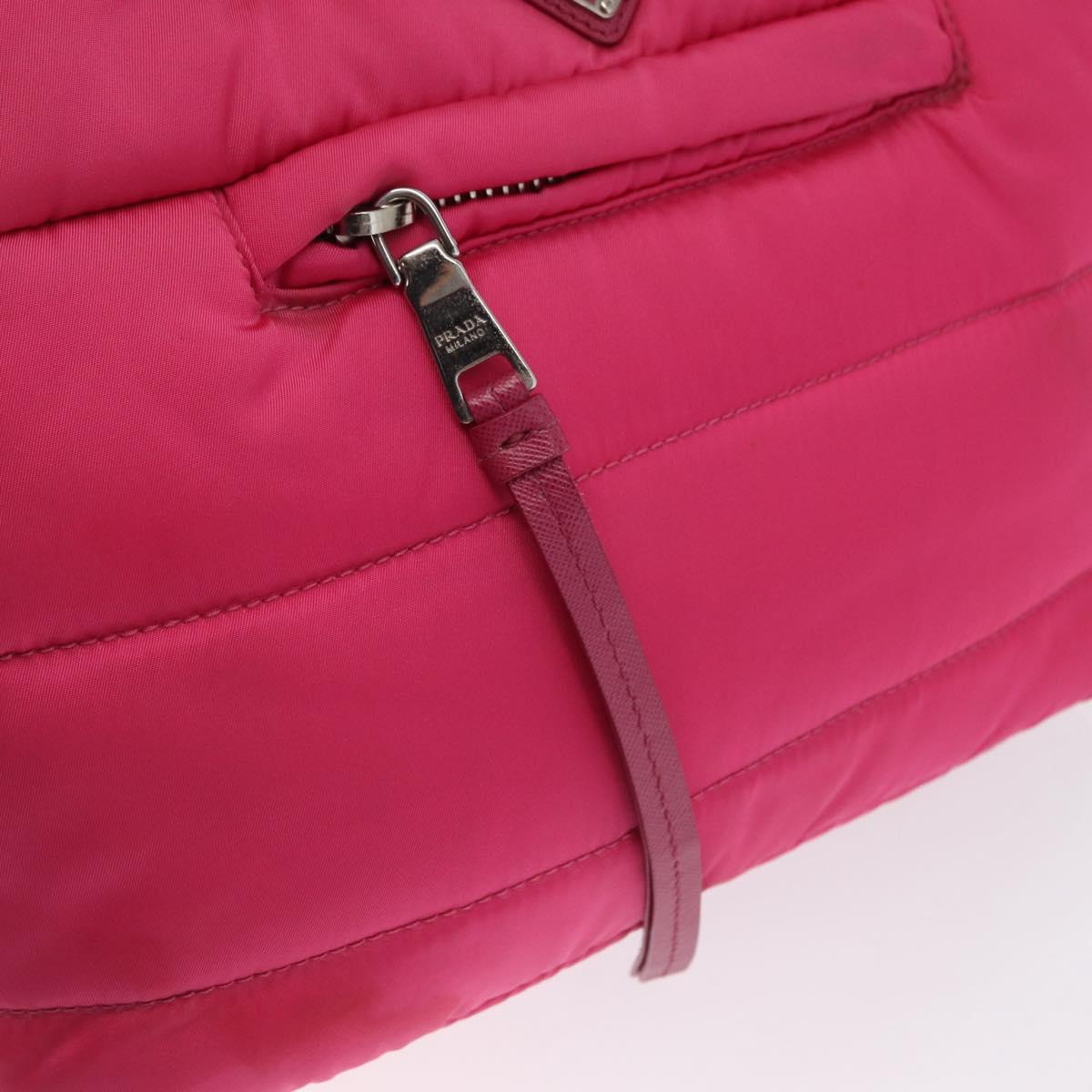 PRADA Hand Bag Nylon Pink Silver Auth 165606