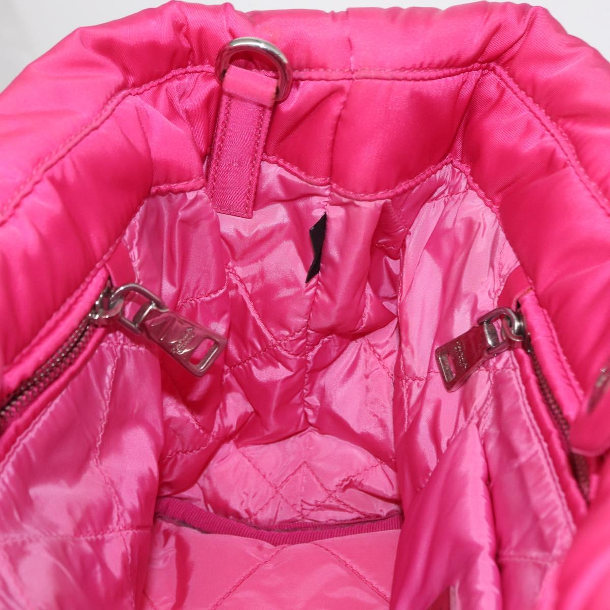 PRADA Hand Bag Nylon Pink Silver Auth 165606
