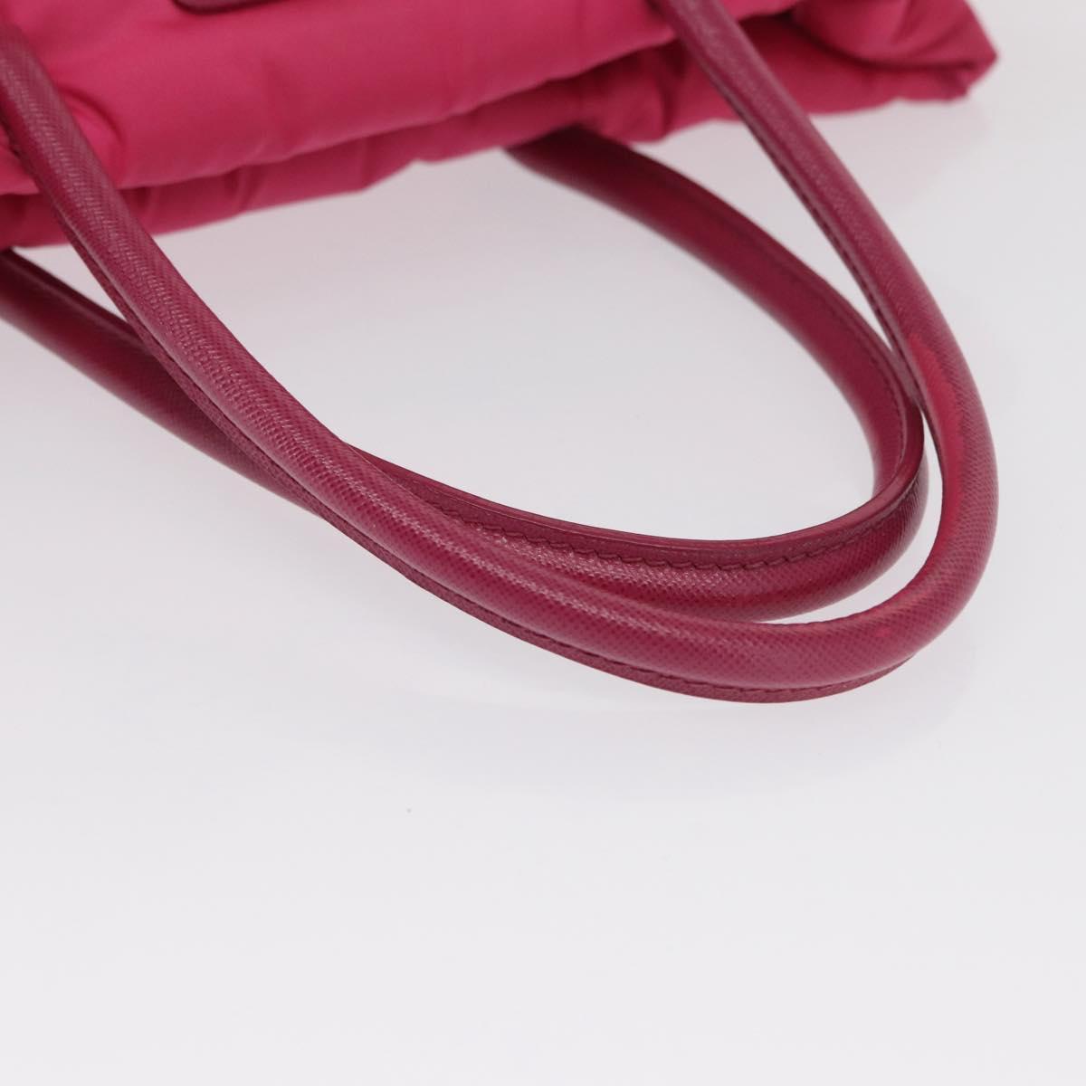 PRADA Hand Bag Nylon Pink Silver Auth 165606