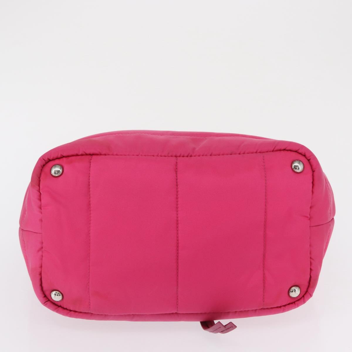 PRADA Hand Bag Nylon Pink Silver Auth 165606