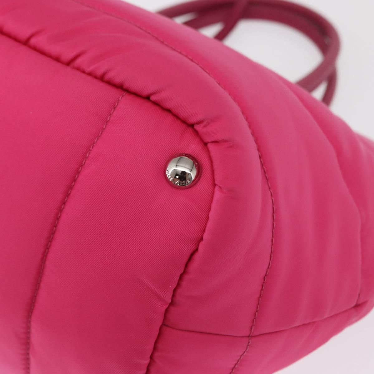 PRADA Hand Bag Nylon Pink Silver Auth 165607