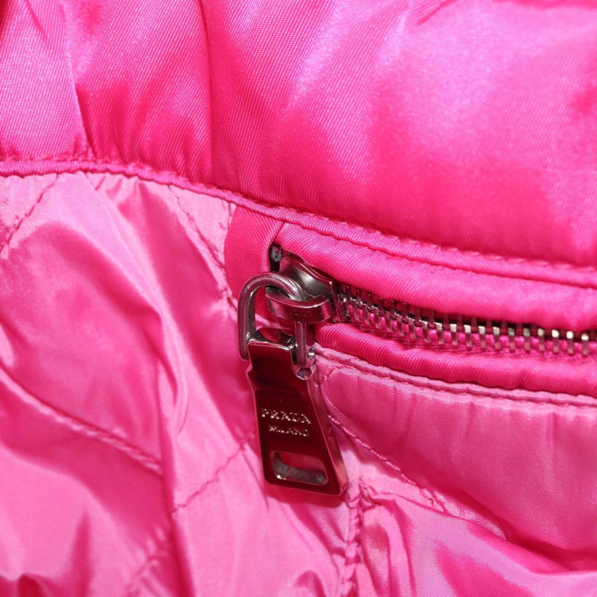 PRADA Hand Bag Nylon Pink Silver Auth 165607