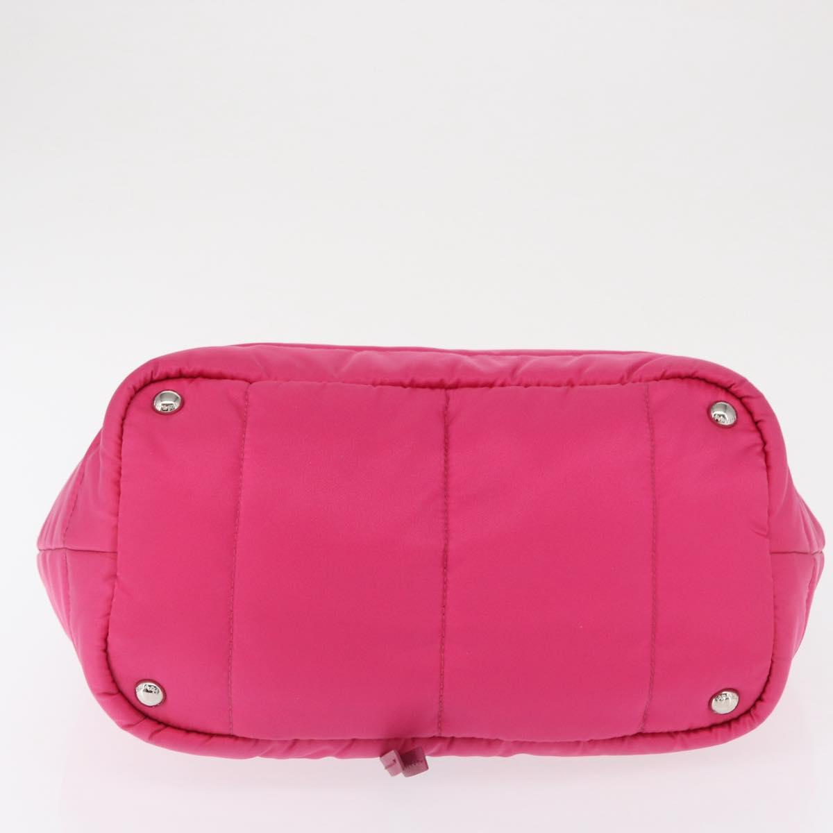 PRADA Hand Bag Nylon Pink Silver Auth 165607
