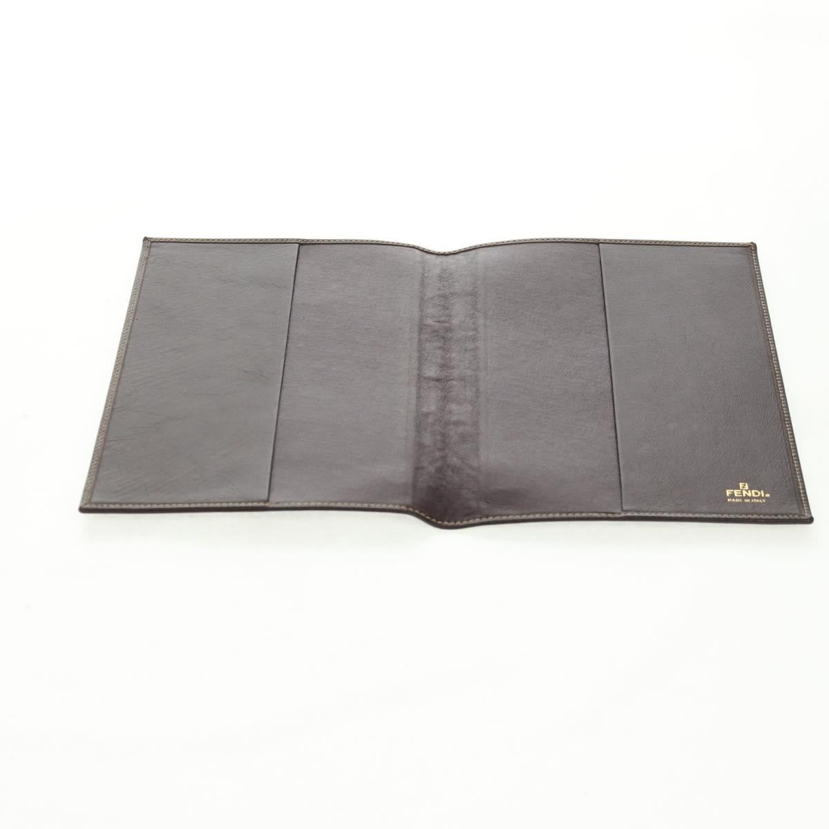 FENDI Beads Day Planner Cover Leather Brown Auth 165609V