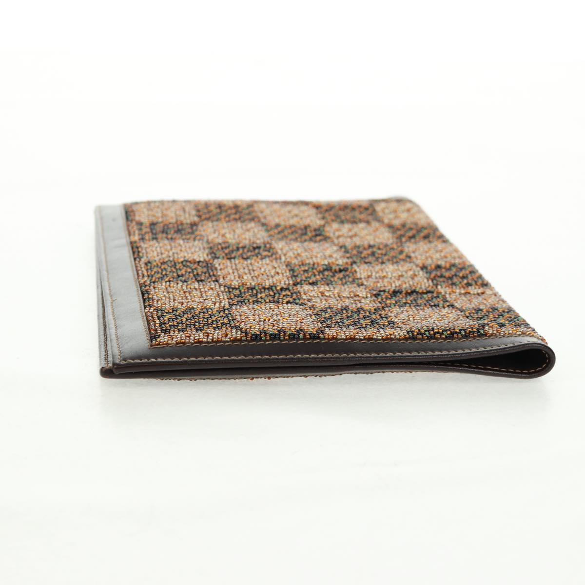 FENDI Beads Day Planner Cover Leather Brown Auth 165609V