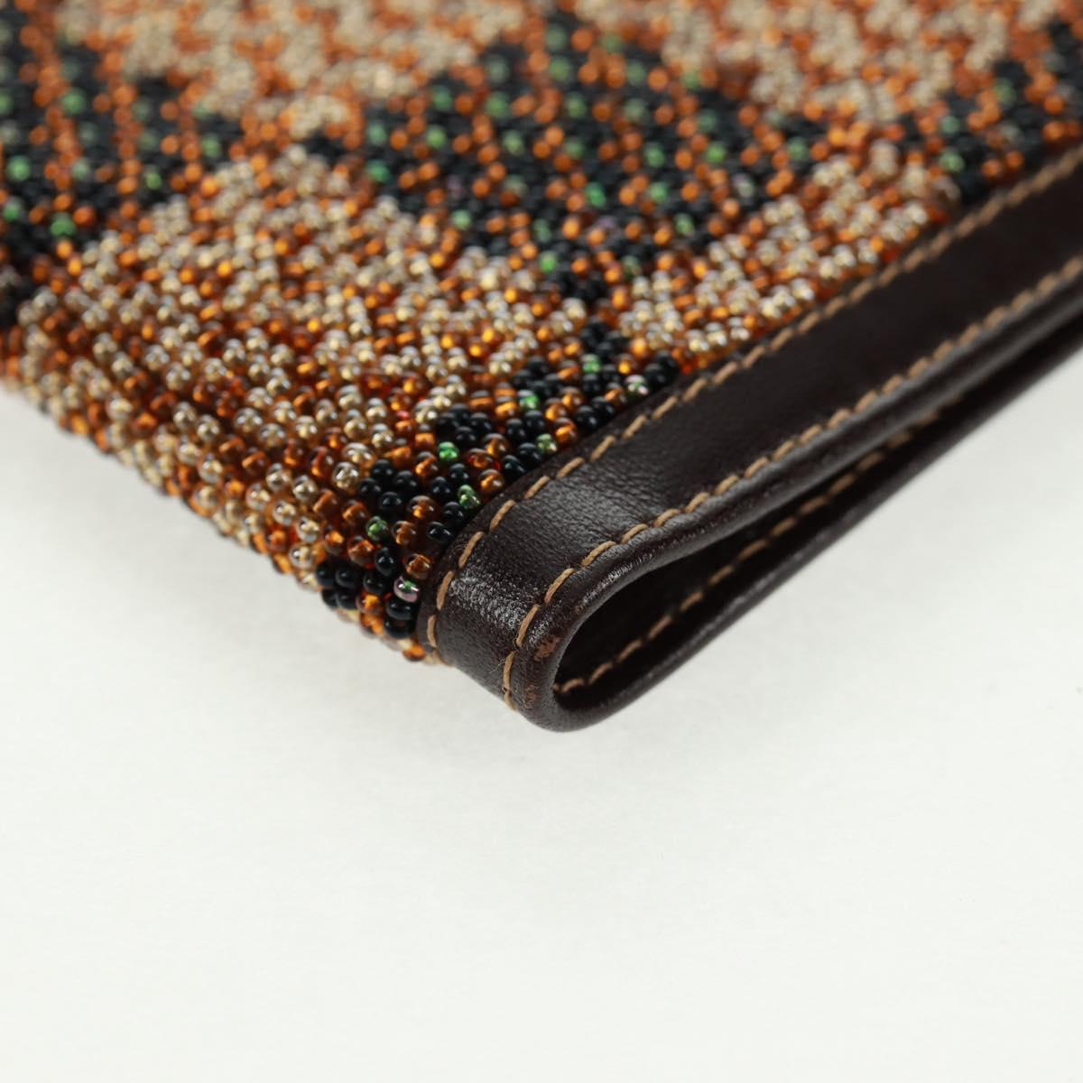 FENDI Beads Day Planner Cover Leather Brown Auth 165609V