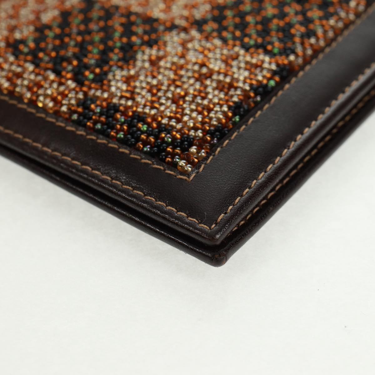 FENDI Beads Day Planner Cover Leather Brown Auth 165609V