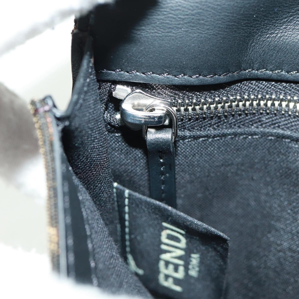 FENDI Zucca Canvas Shoulder Bag Black Brown Auth 165610SAM