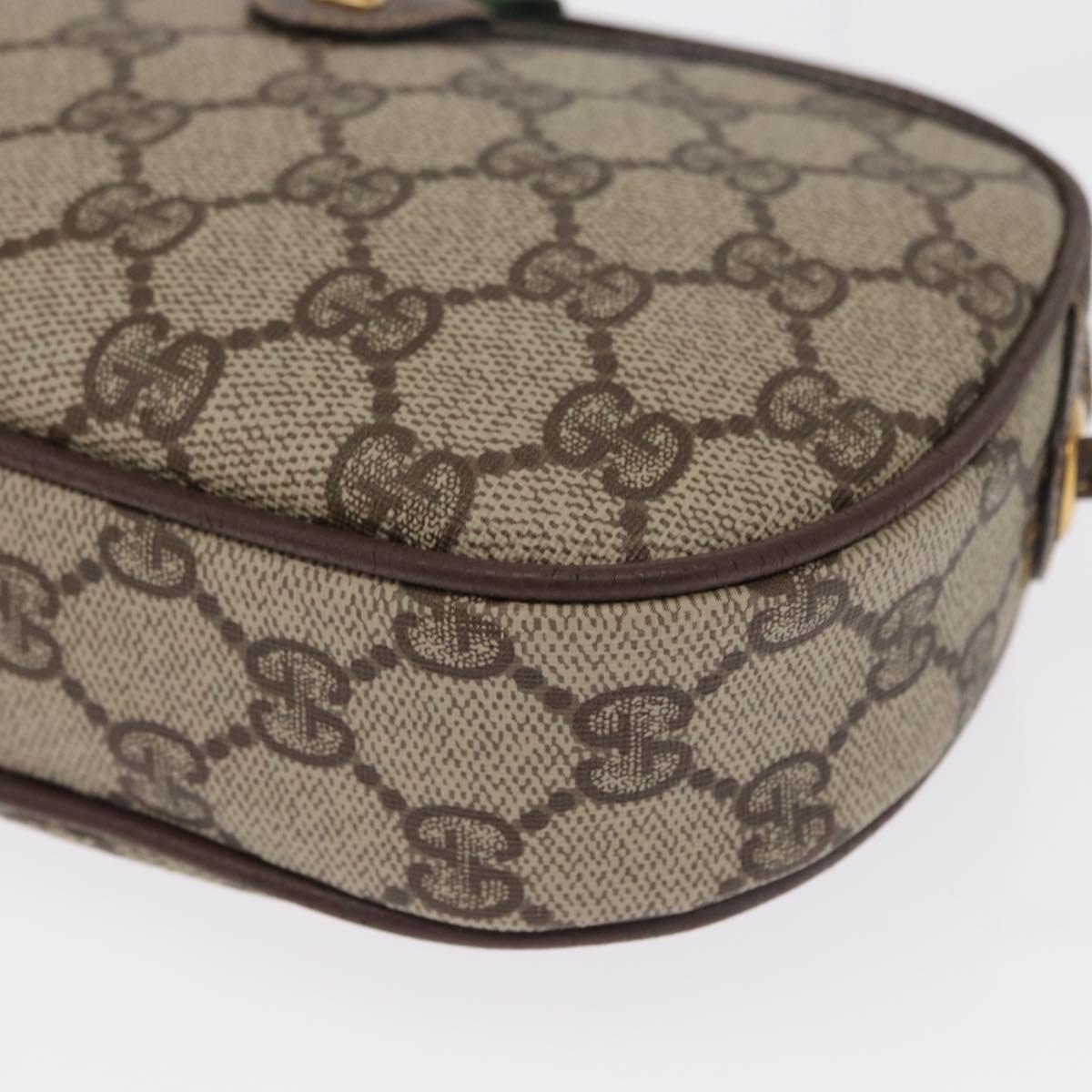 GUCCI GG Supreme Web Sherry Line Bag PVC Beige Gold 007 58 6112 4023 Auth 165618
