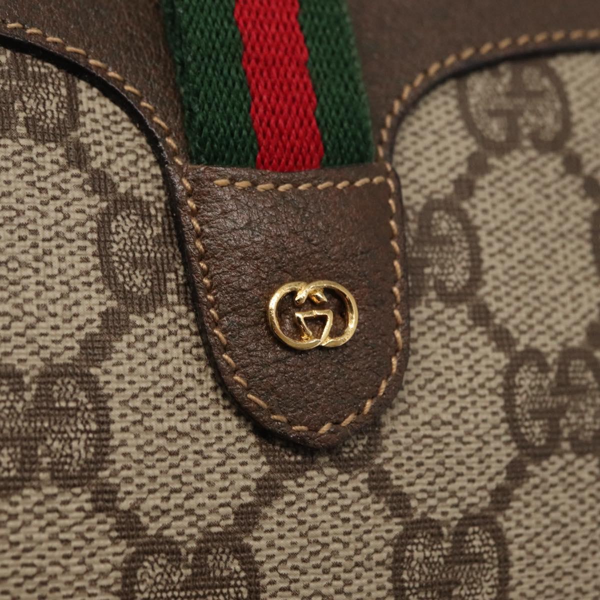 GUCCI GG Supreme Web Sherry Line Bag PVC Beige Gold 007 58 6112 4023 Auth 165618