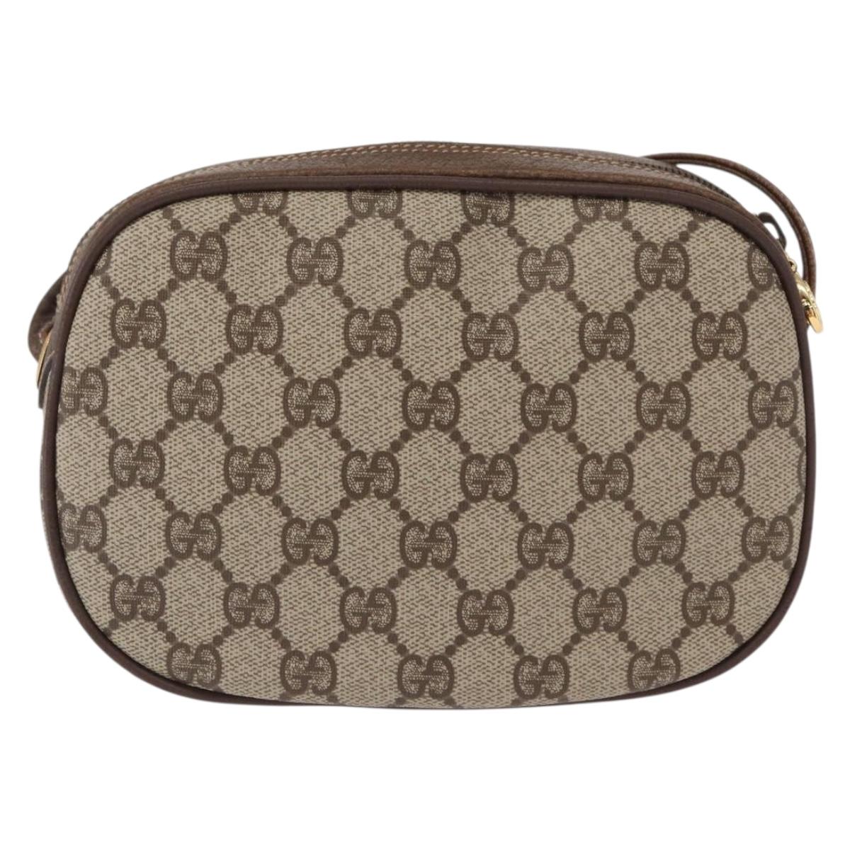 GUCCI GG Supreme Web Sherry Line Bag PVC Beige Gold 007 58 6112 4023 Auth 165618