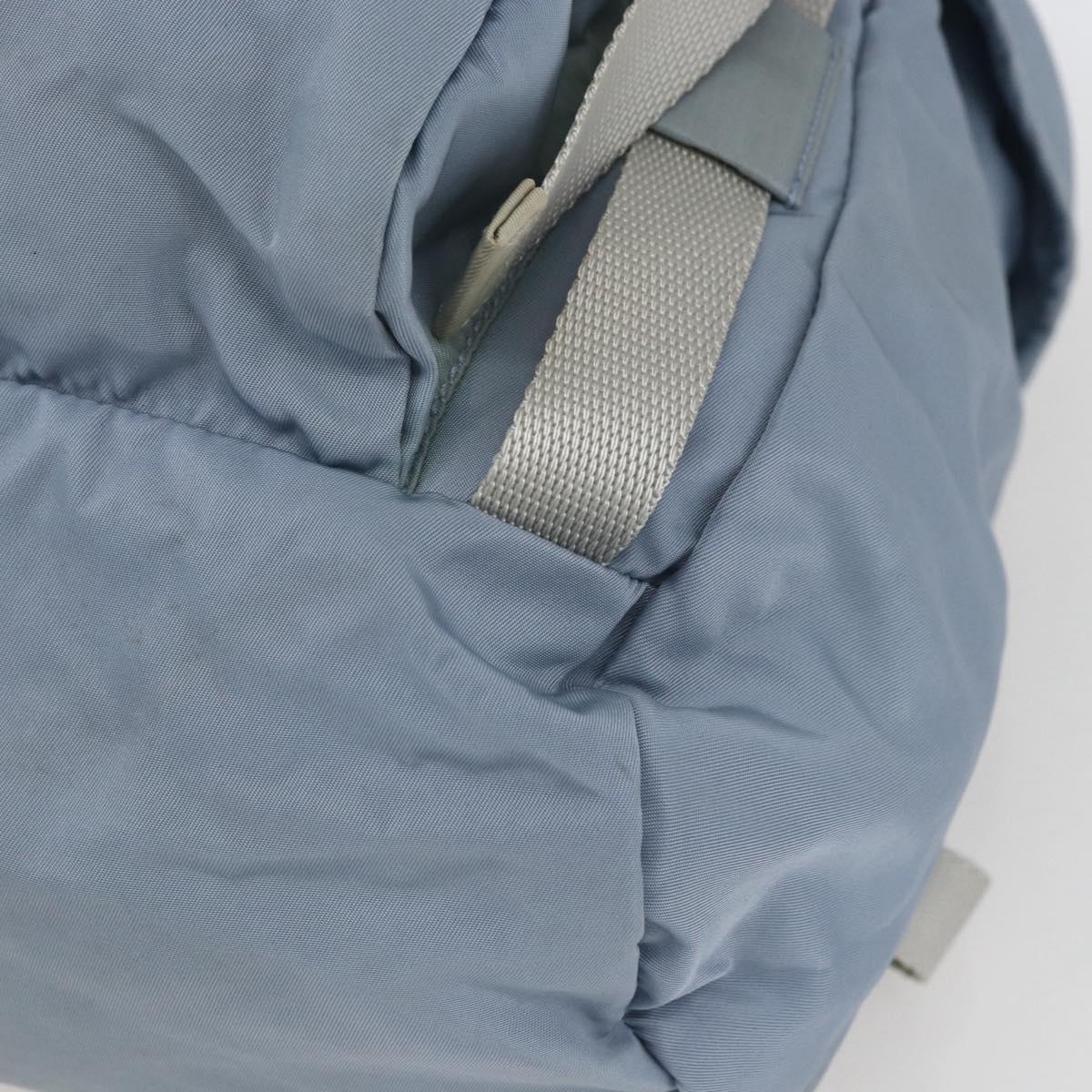 PRADA Backpack Nylon Light Blue Silver Auth 165621