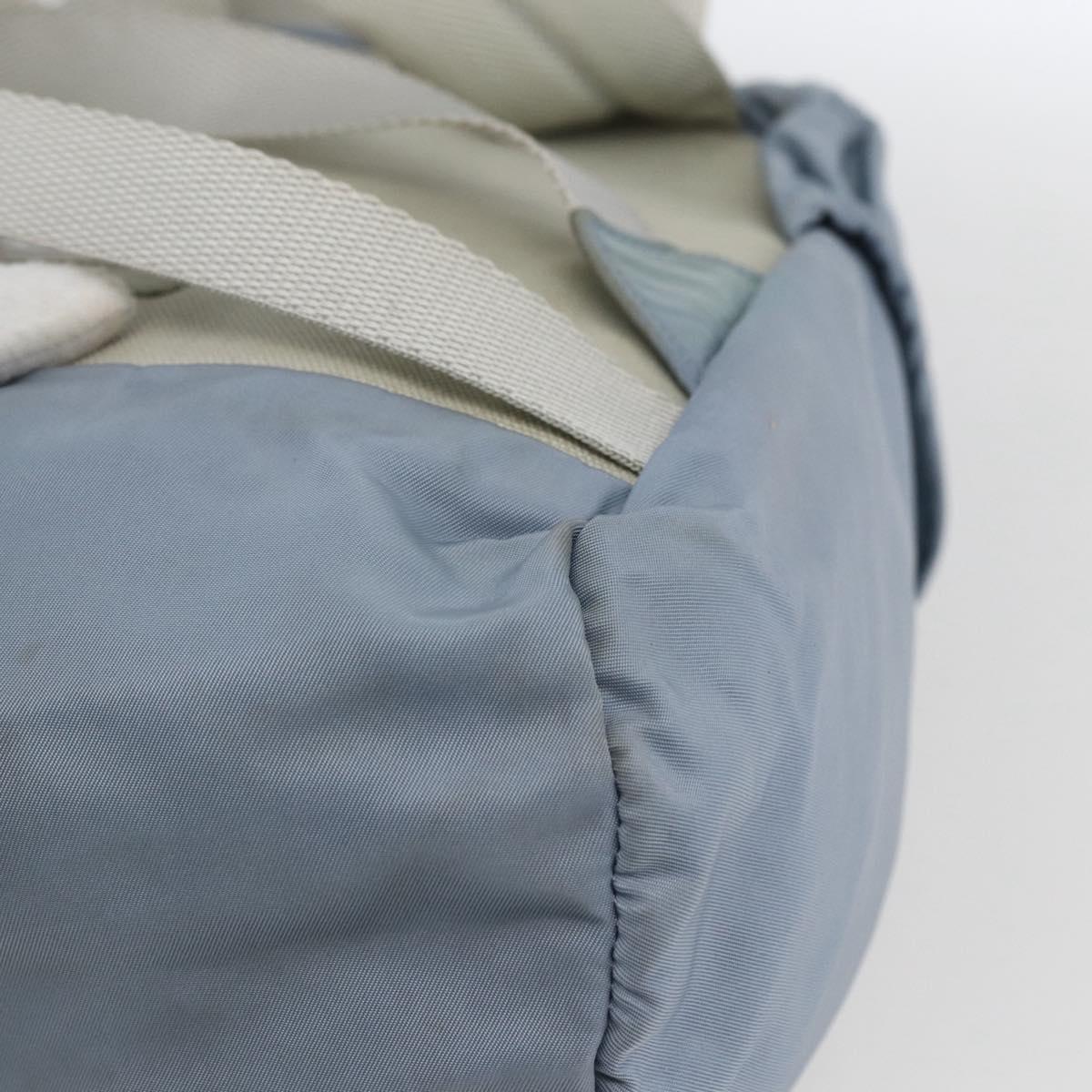 PRADA Backpack Nylon Light Blue Silver Auth 165621