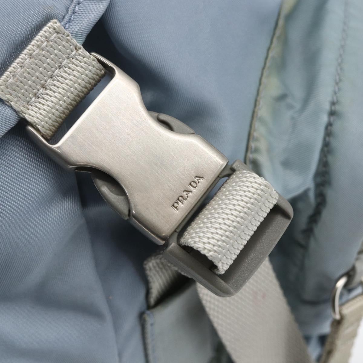 PRADA Backpack Nylon Light Blue Silver Auth 165621