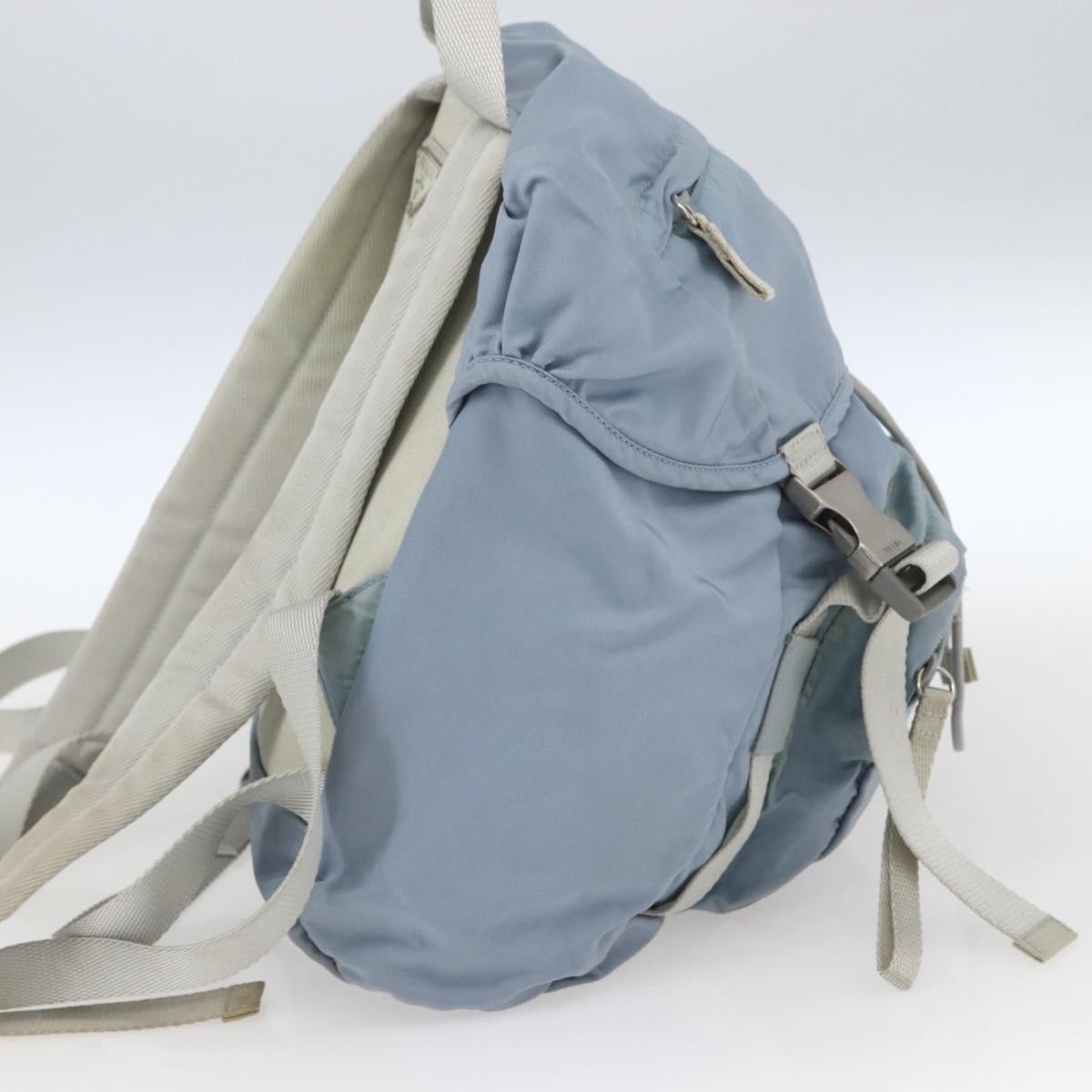 PRADA Backpack Nylon Light Blue Silver Auth 165621