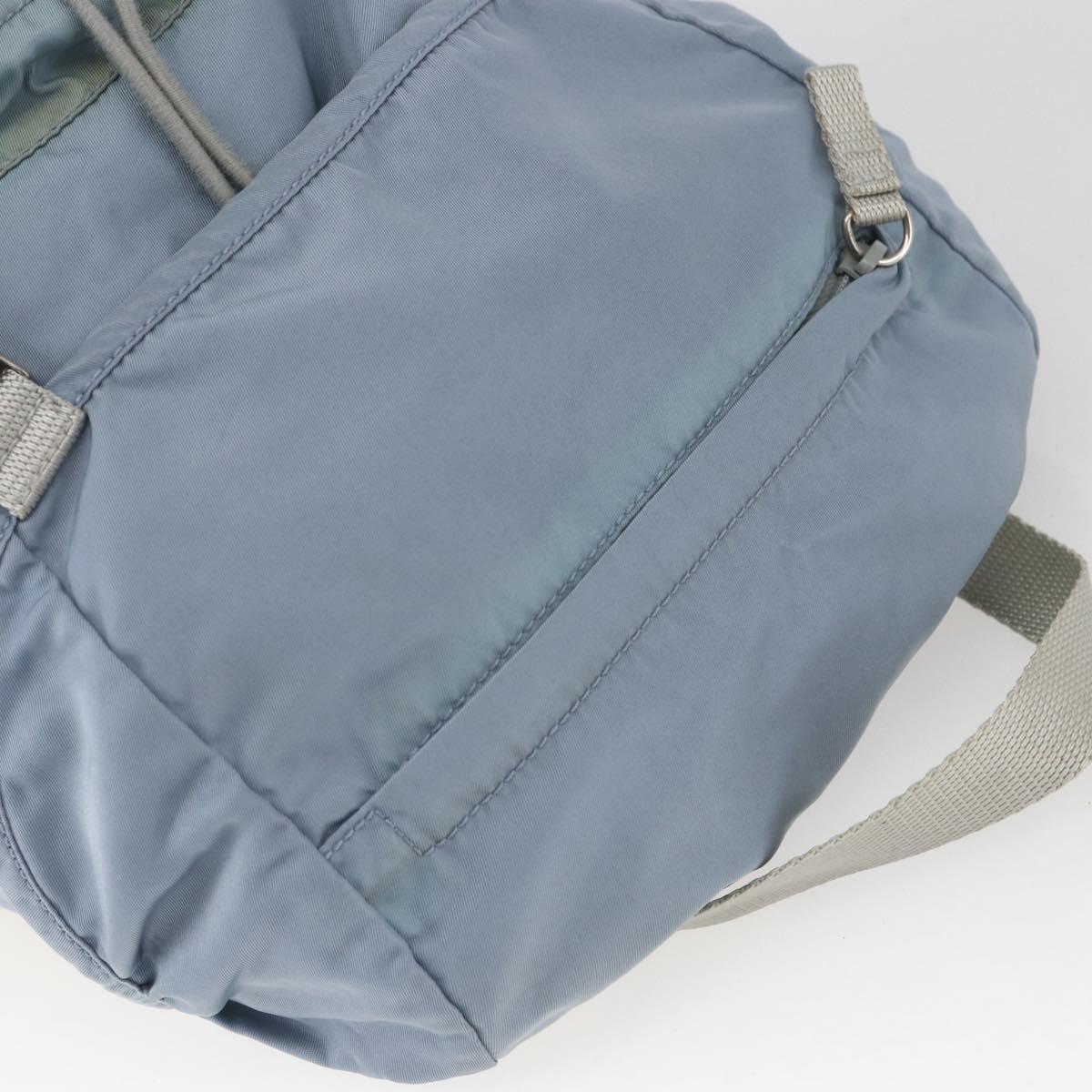 PRADA Backpack Nylon Light Blue Silver Auth 165621