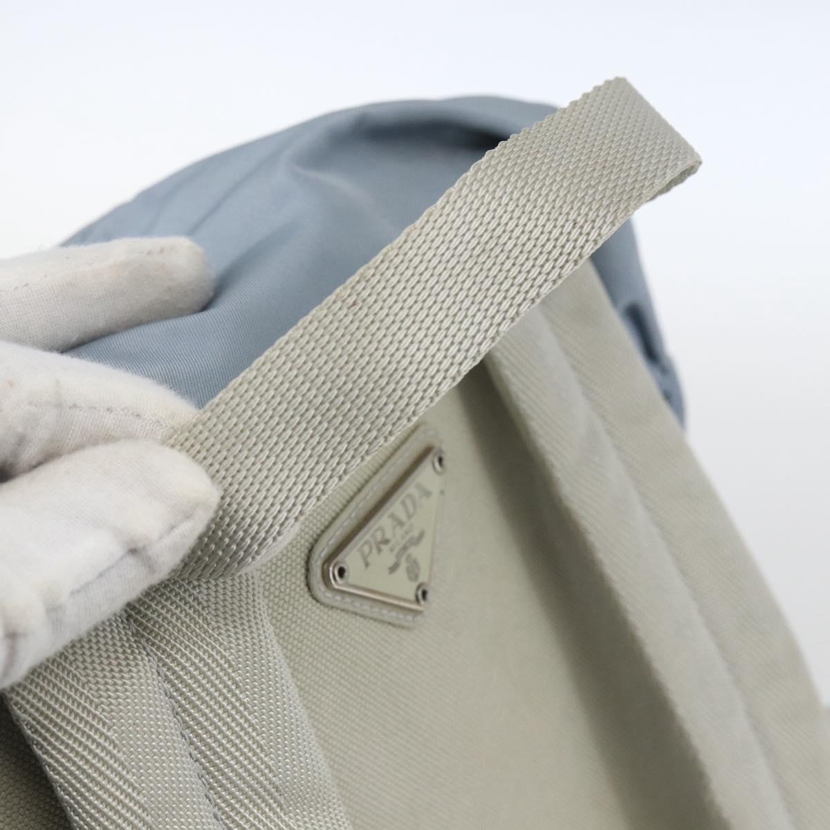 PRADA Backpack Nylon Light Blue Silver Auth 165621