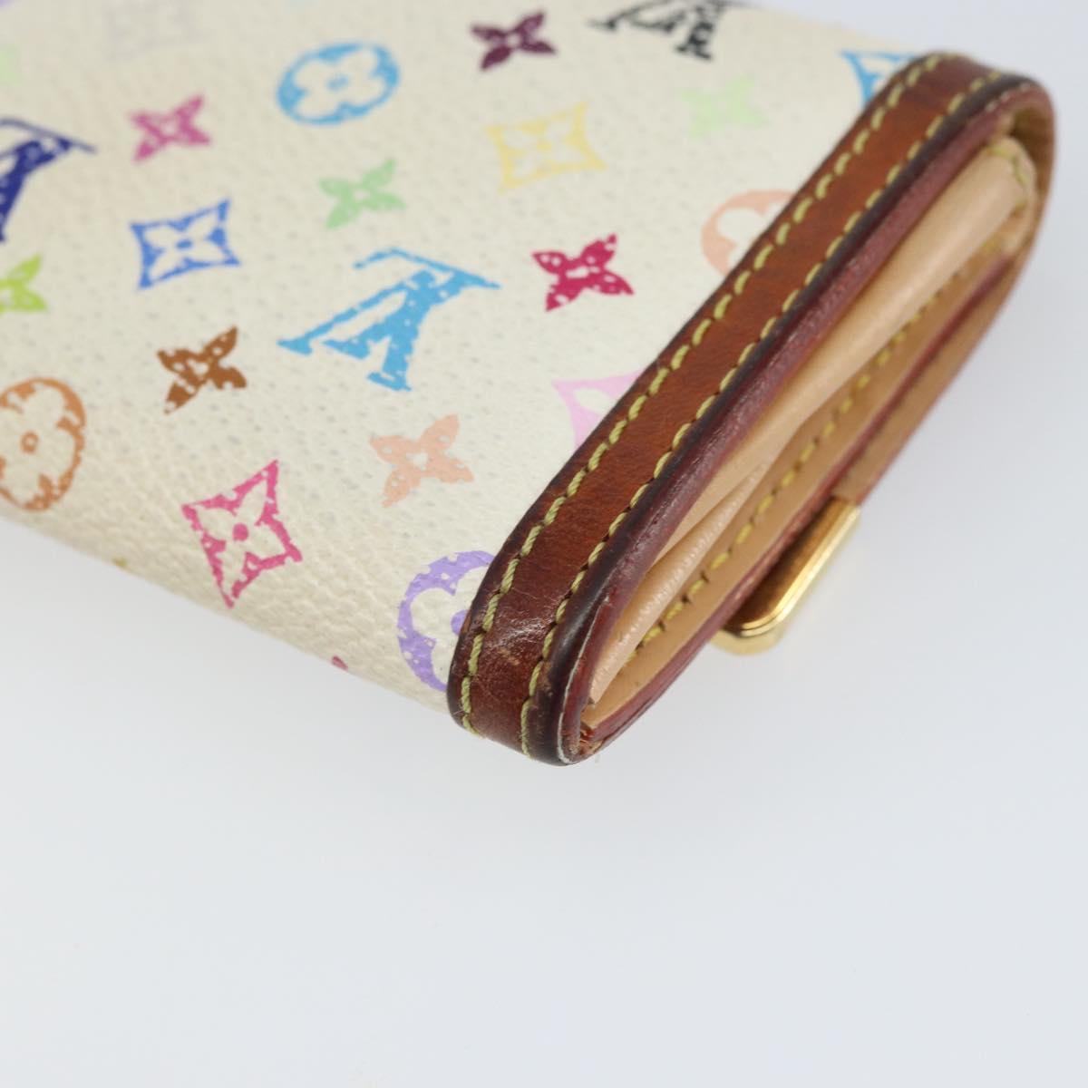 LOUIS VUITTON Multicolor Porte Monnaie Pla Coin Purse White M92657 Auth 165635