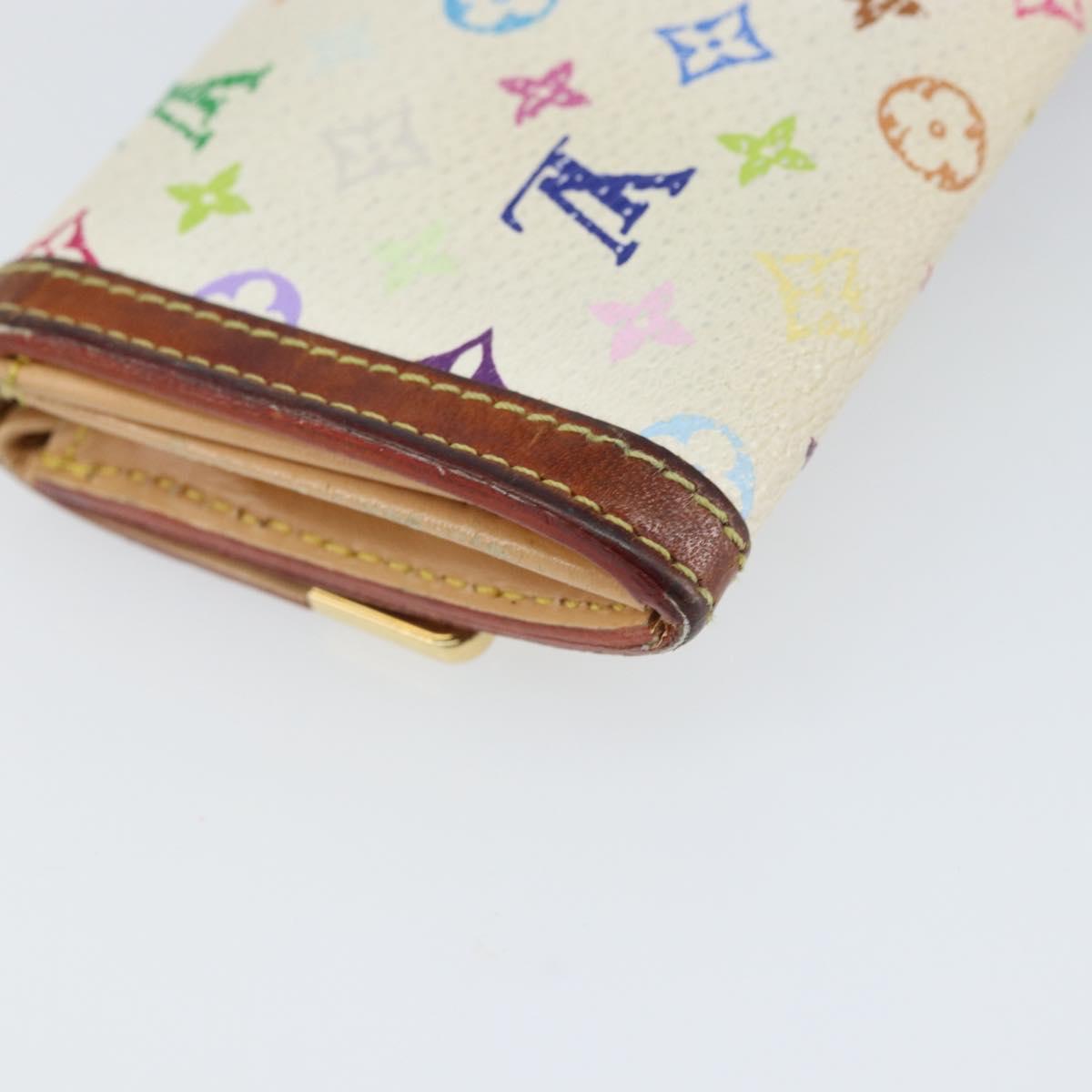 LOUIS VUITTON Multicolor Porte Monnaie Pla Coin Purse White M92657 Auth 165635