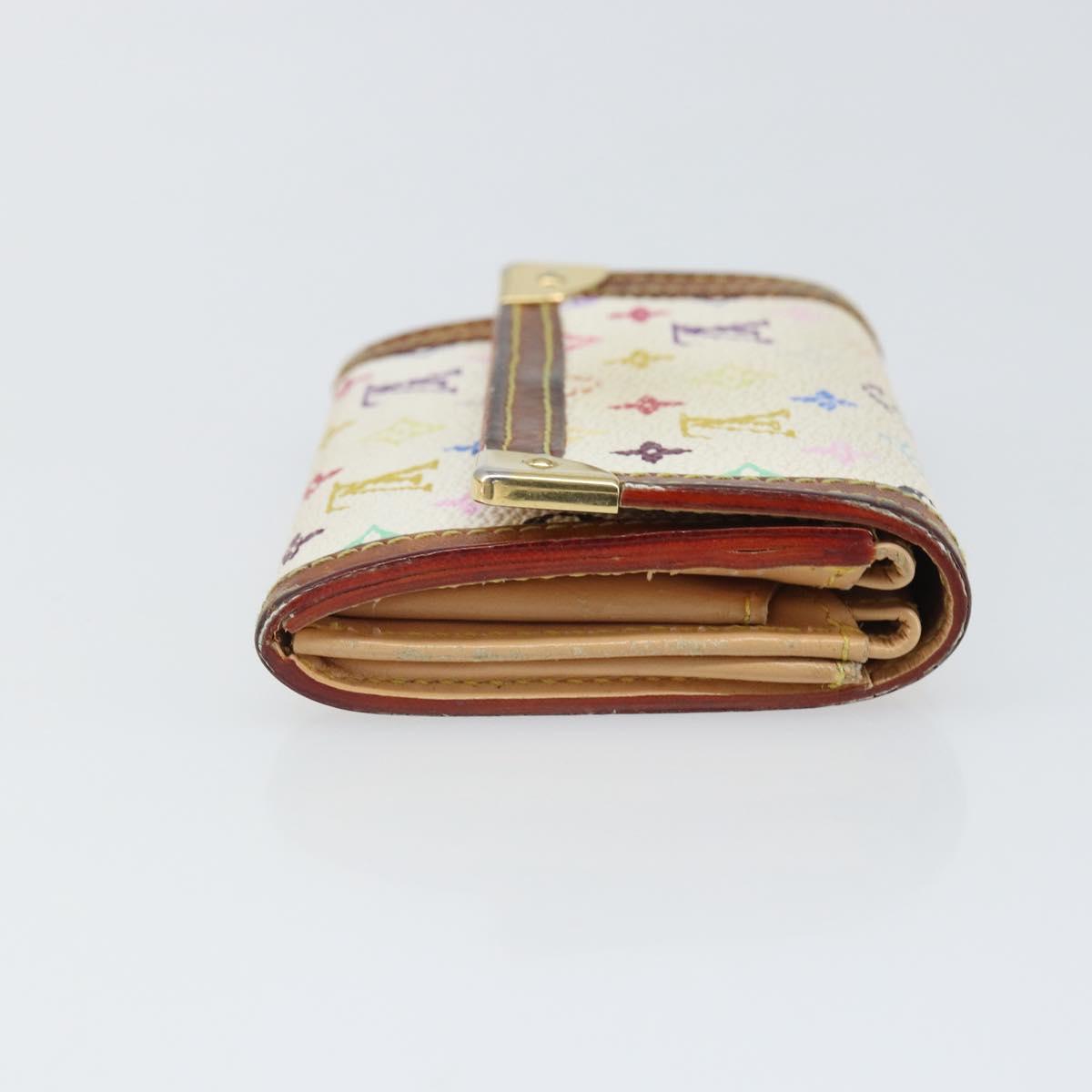 LOUIS VUITTON Multicolor Porte Monnaie Pla Coin Purse White M92657 Auth 165635