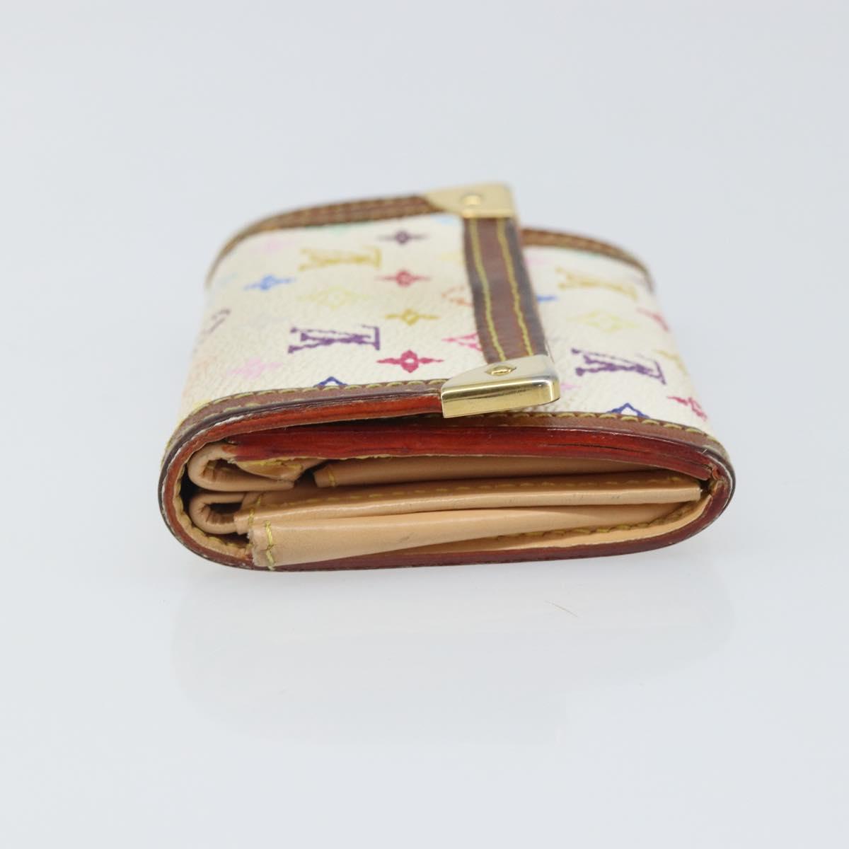 LOUIS VUITTON Multicolor Porte Monnaie Pla Coin Purse White M92657 Auth 165635