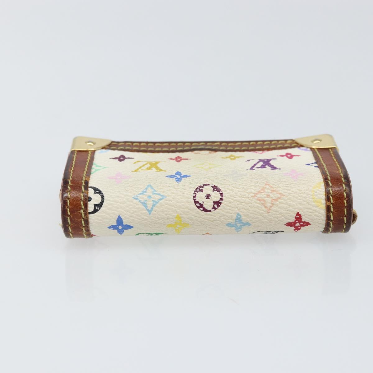 LOUIS VUITTON Multicolor Porte Monnaie Pla Coin Purse White M92657 Auth 165635