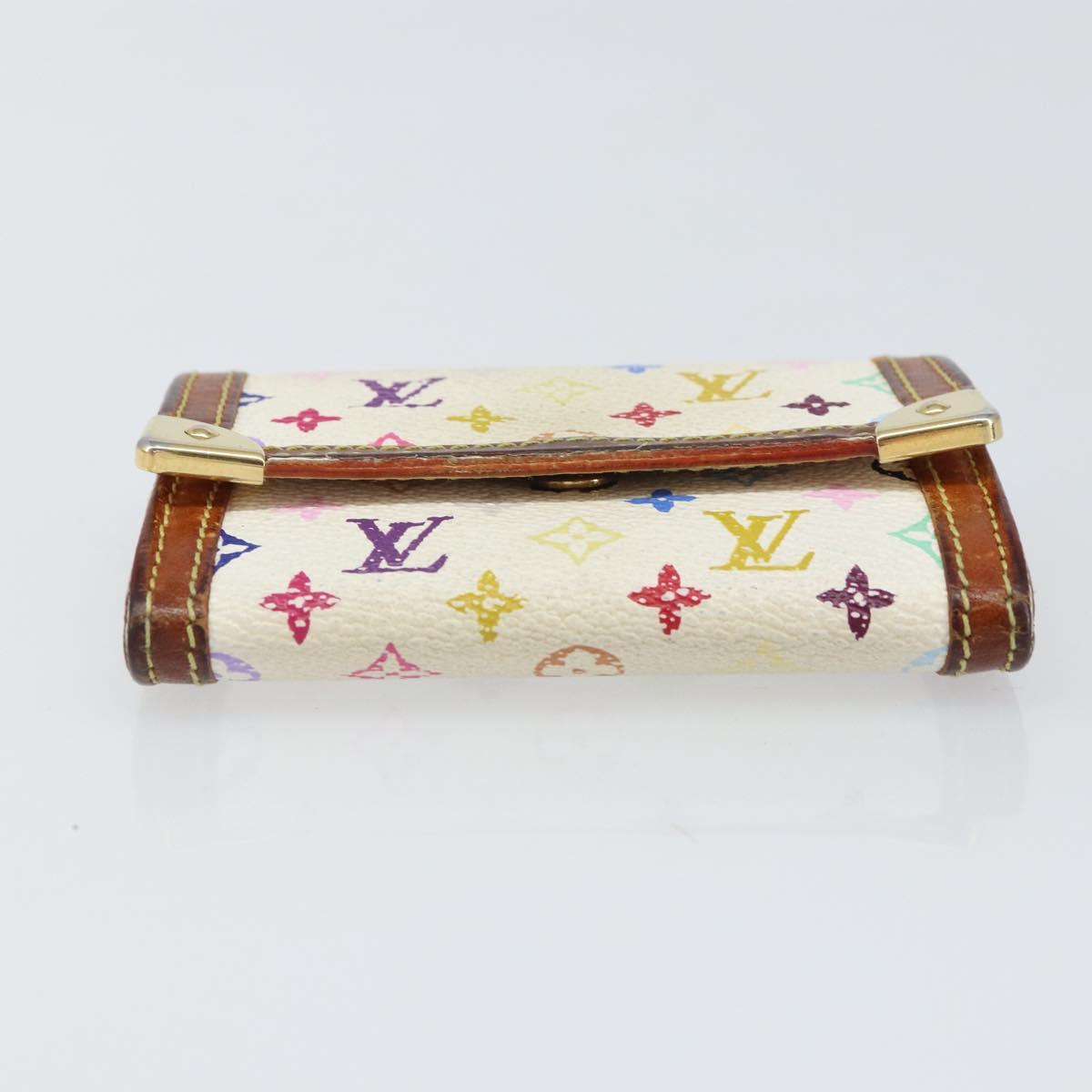 LOUIS VUITTON Multicolor Porte Monnaie Pla Coin Purse White M92657 Auth 165635