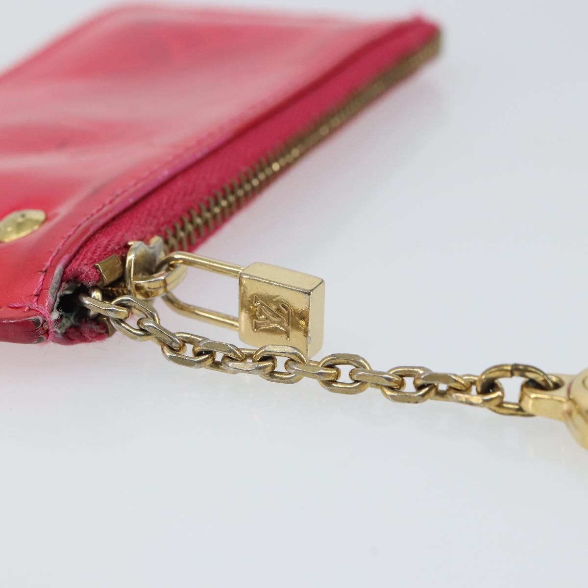 LOUIS VUITTON Vernis Pochette Cles Coin Purse Fuchsia Pink M91250 LV Auth 165637