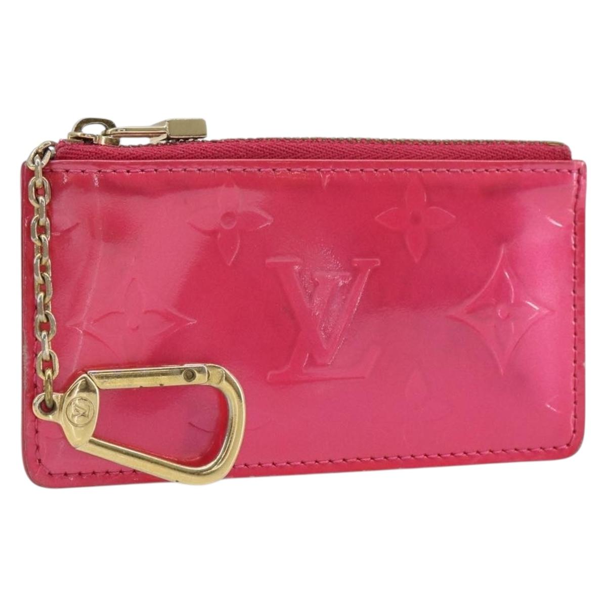 LOUIS VUITTON Vernis Pochette Cles Coin Purse Fuchsia Pink M91250 LV Auth 165637