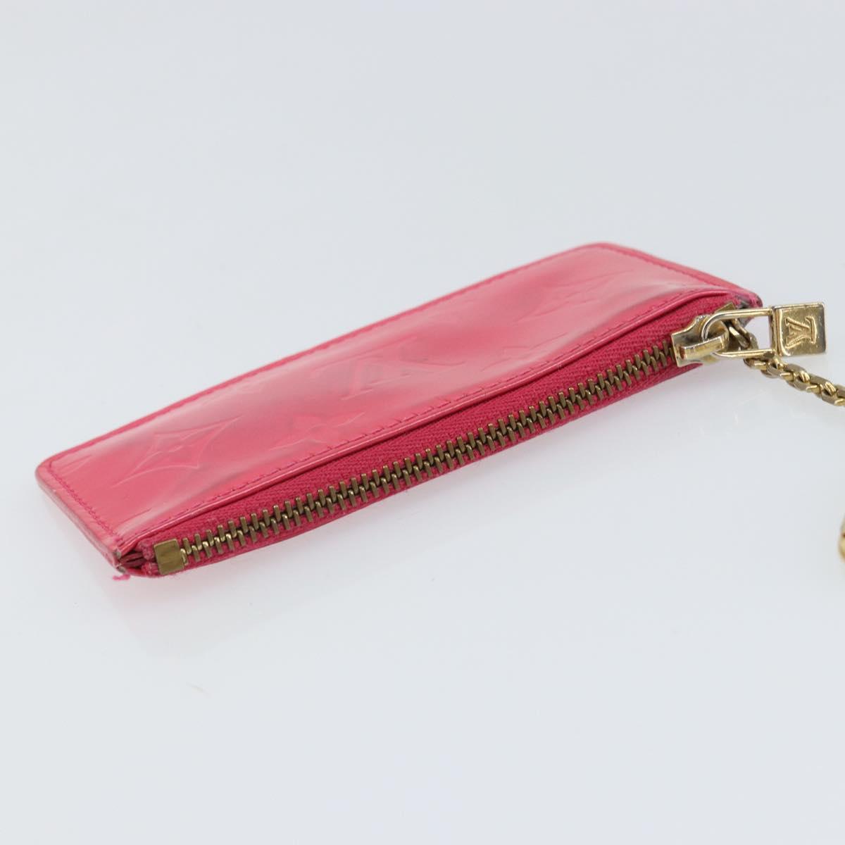 LOUIS VUITTON Vernis Pochette Cles Coin Purse Fuchsia Pink M91250 LV Auth 165637