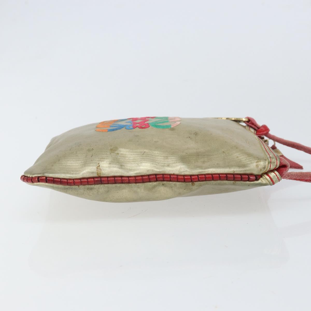 LOEWE Anagram Shoulder Bag Leather Gold Auth 165638