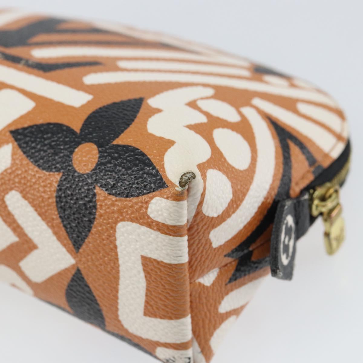 LOUIS VUITTON Giant Crafty Pochette Cosmetic PM Creme Caramel M45475 Auth 165656