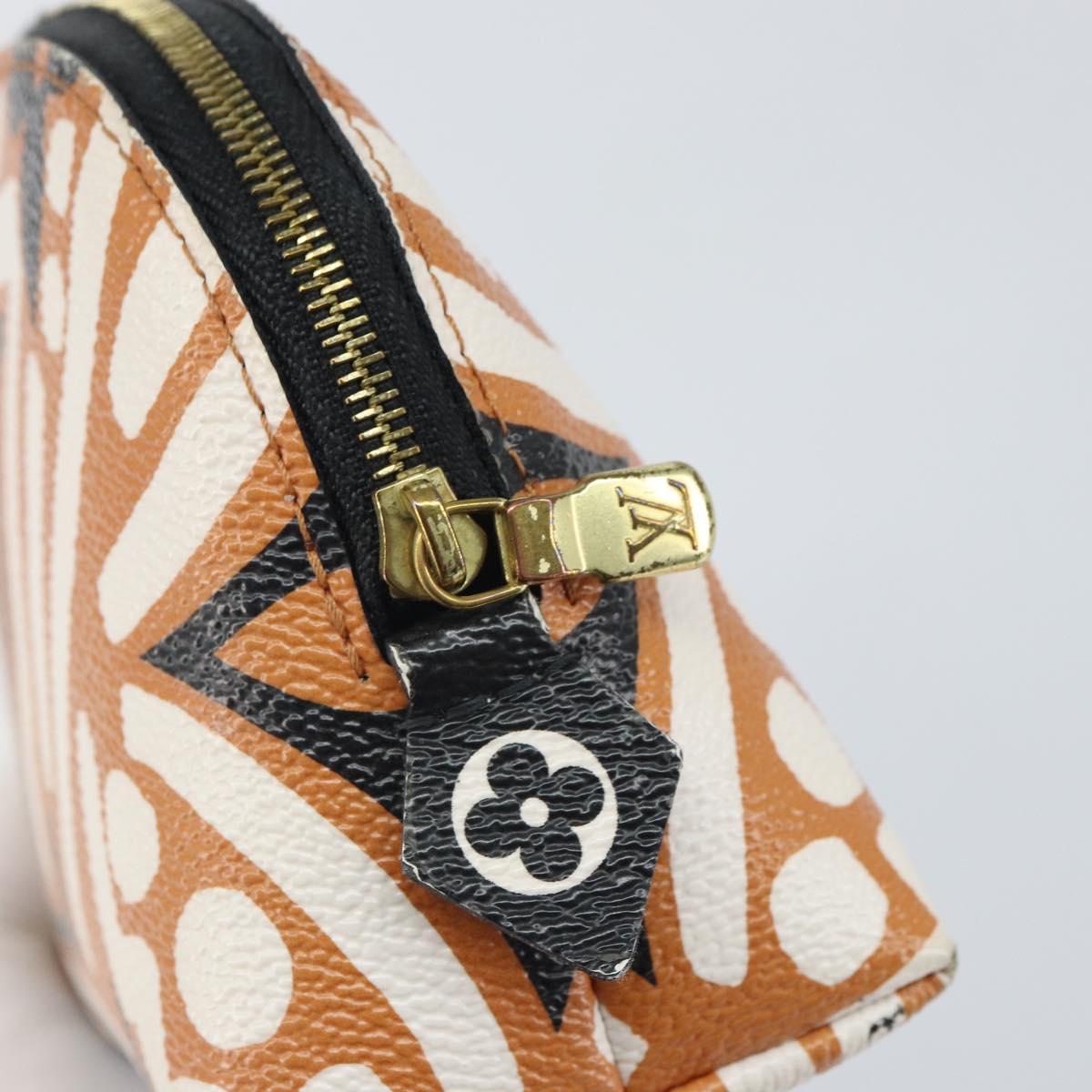 LOUIS VUITTON Giant Crafty Pochette Cosmetic PM Creme Caramel M45475 Auth 165656