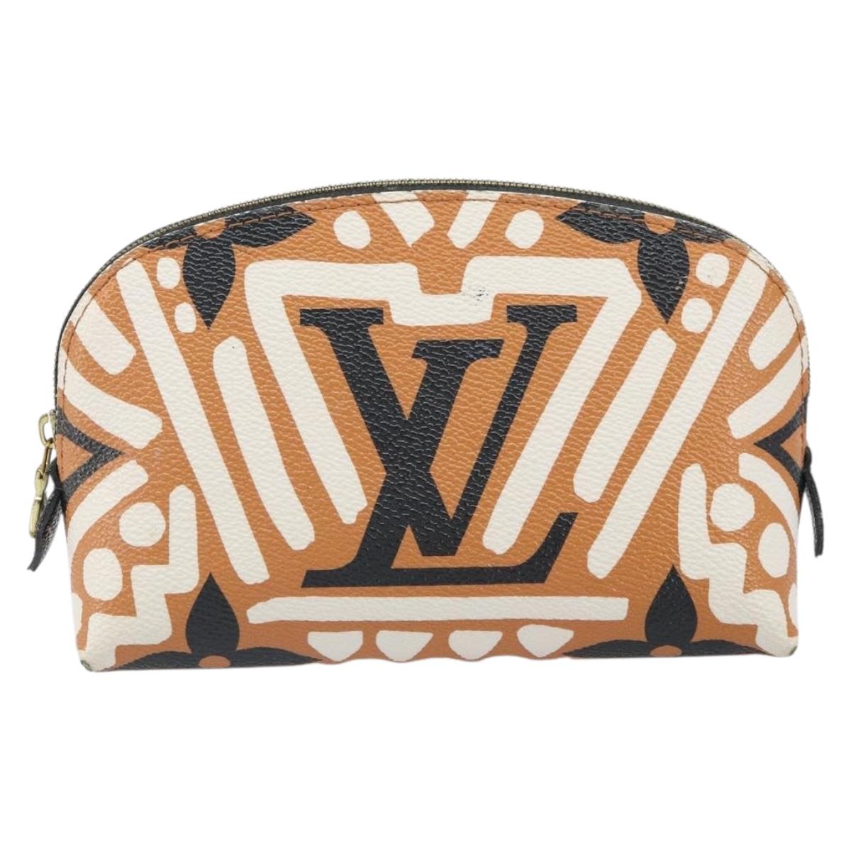LOUIS VUITTON Giant Crafty Pochette Cosmetic PM Creme Caramel M45475 Auth 165656