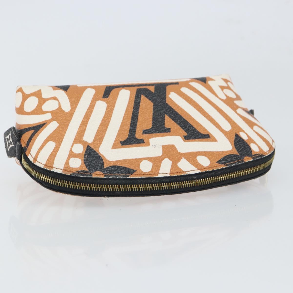 LOUIS VUITTON Giant Crafty Pochette Cosmetic PM Creme Caramel M45475 Auth 165656