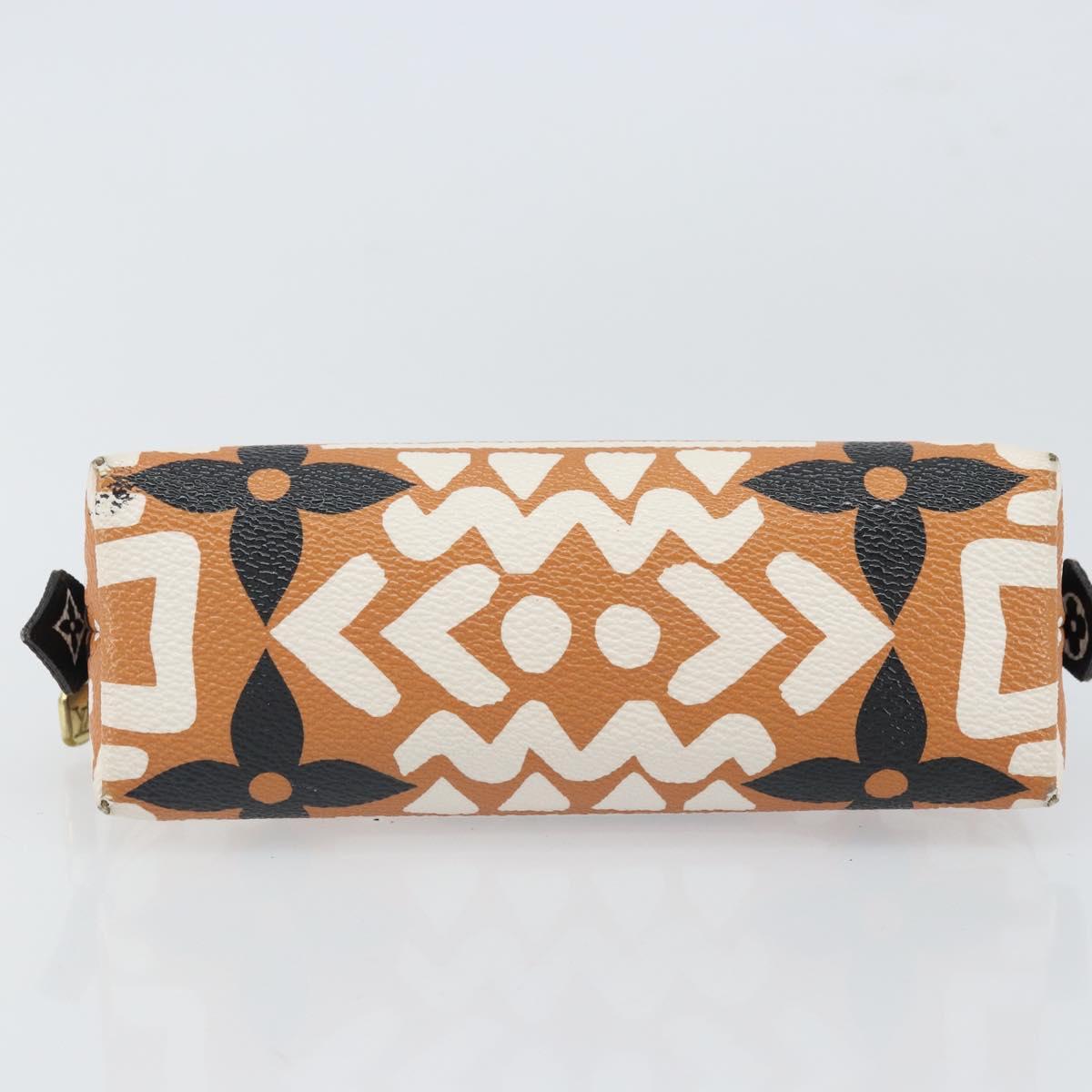 LOUIS VUITTON Giant Crafty Pochette Cosmetic PM Creme Caramel M45475 Auth 165656