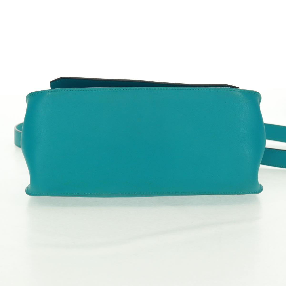 HERMES Gypsy Shiel 28 Shoulder Bag Swift Turquoise Blue Silver Auth 165659SM