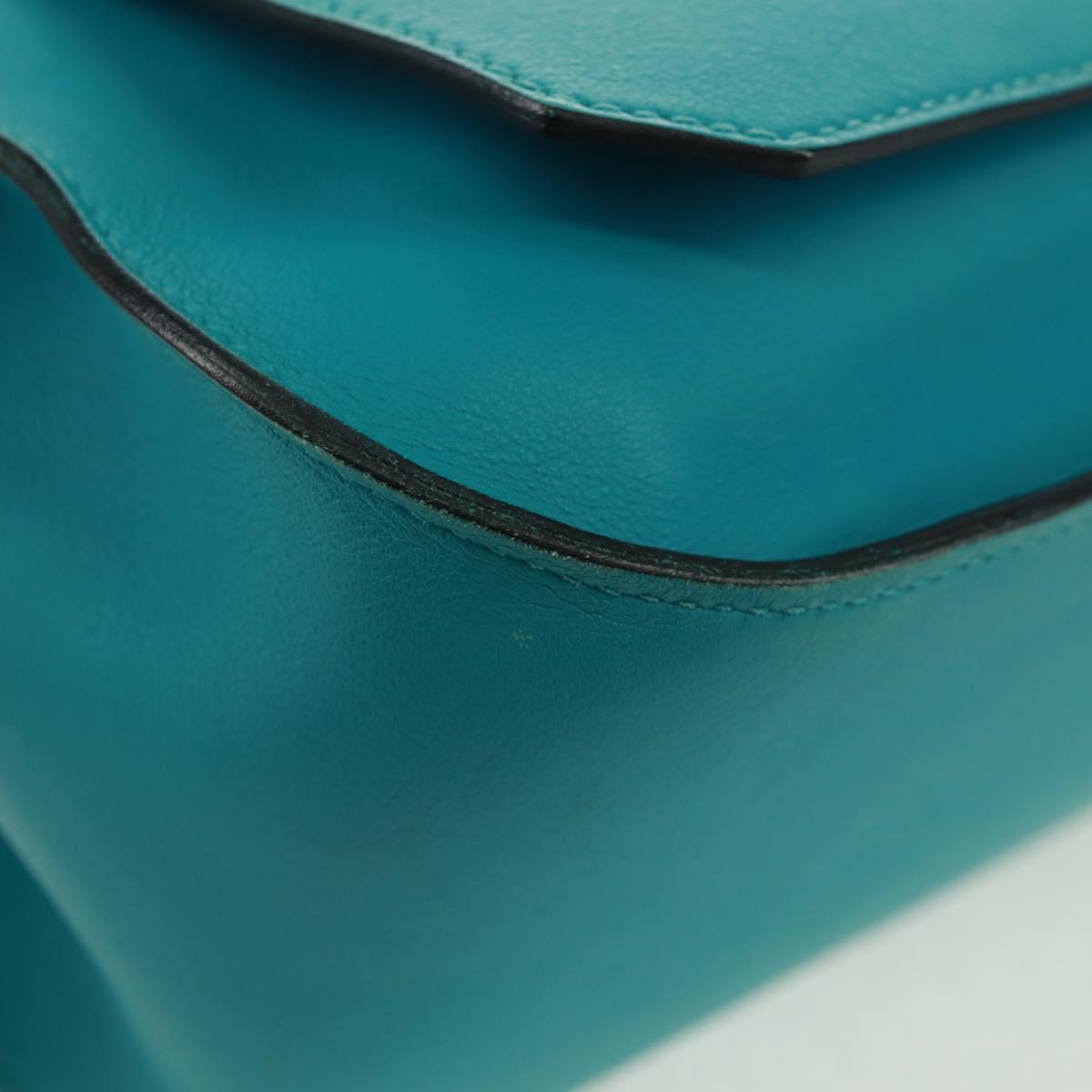 HERMES Gypsy Shiel 28 Shoulder Bag Swift Turquoise Blue Silver Auth 165659SM
