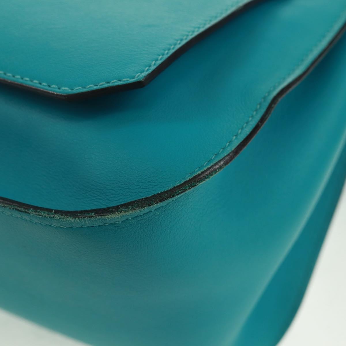 HERMES Gypsy Shiel 28 Shoulder Bag Swift Turquoise Blue Silver Auth 165659SM