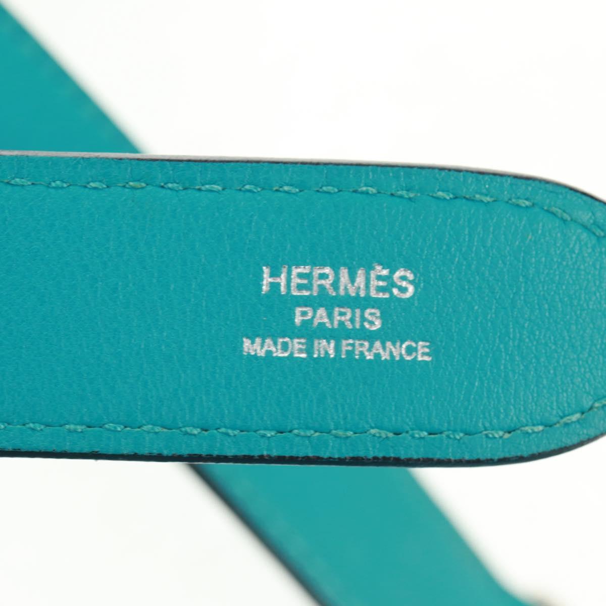 HERMES Gypsy Shiel 28 Shoulder Bag Swift Turquoise Blue Silver Auth 165659SM