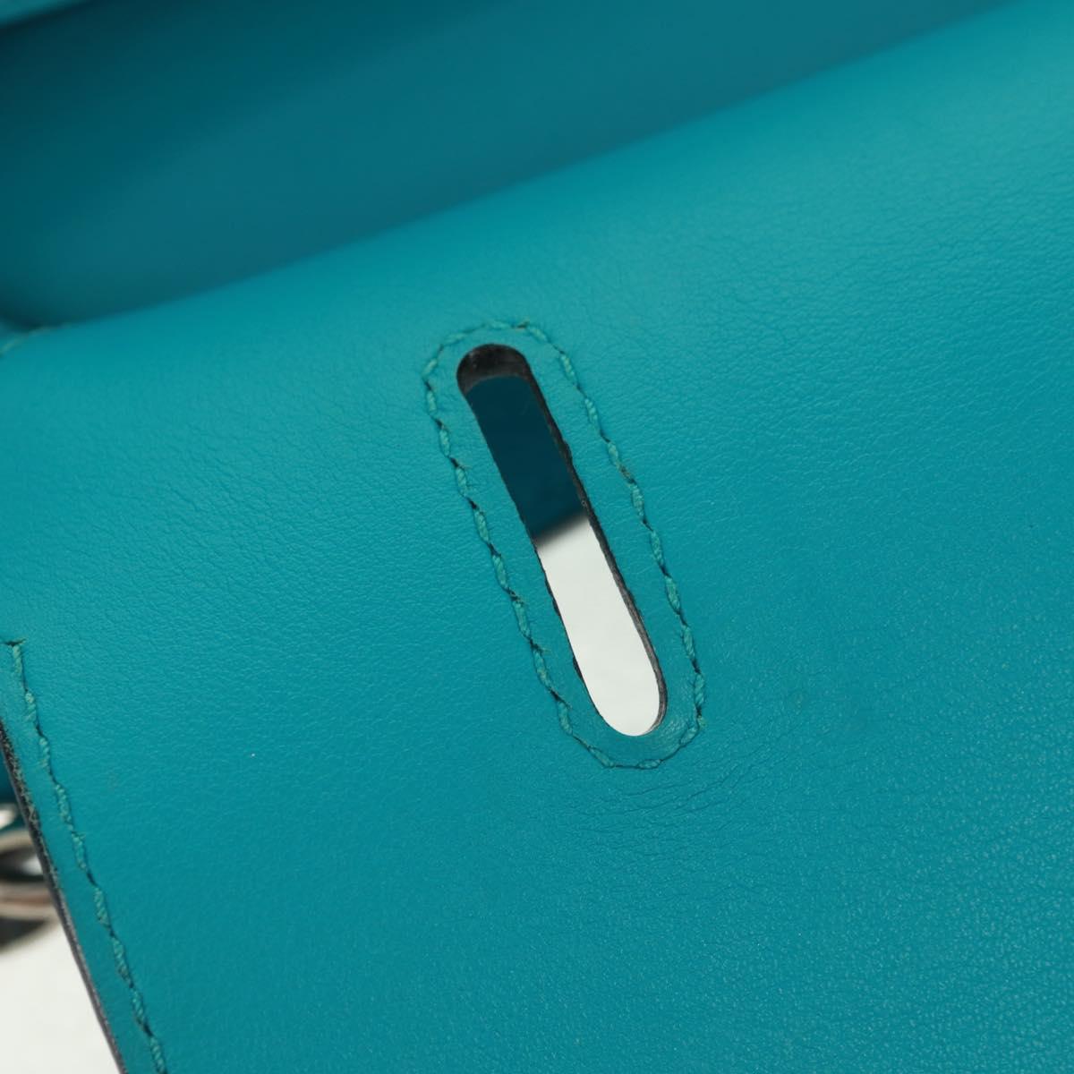 HERMES Gypsy Shiel 28 Shoulder Bag Swift Turquoise Blue Silver Auth 165659SM