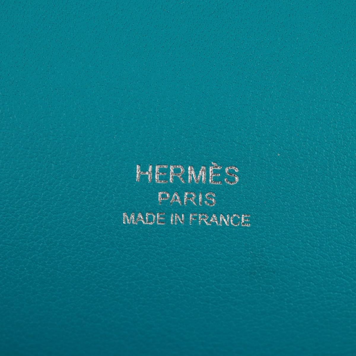 HERMES Gypsy Shiel 28 Shoulder Bag Swift Turquoise Blue Silver Auth 165659SM