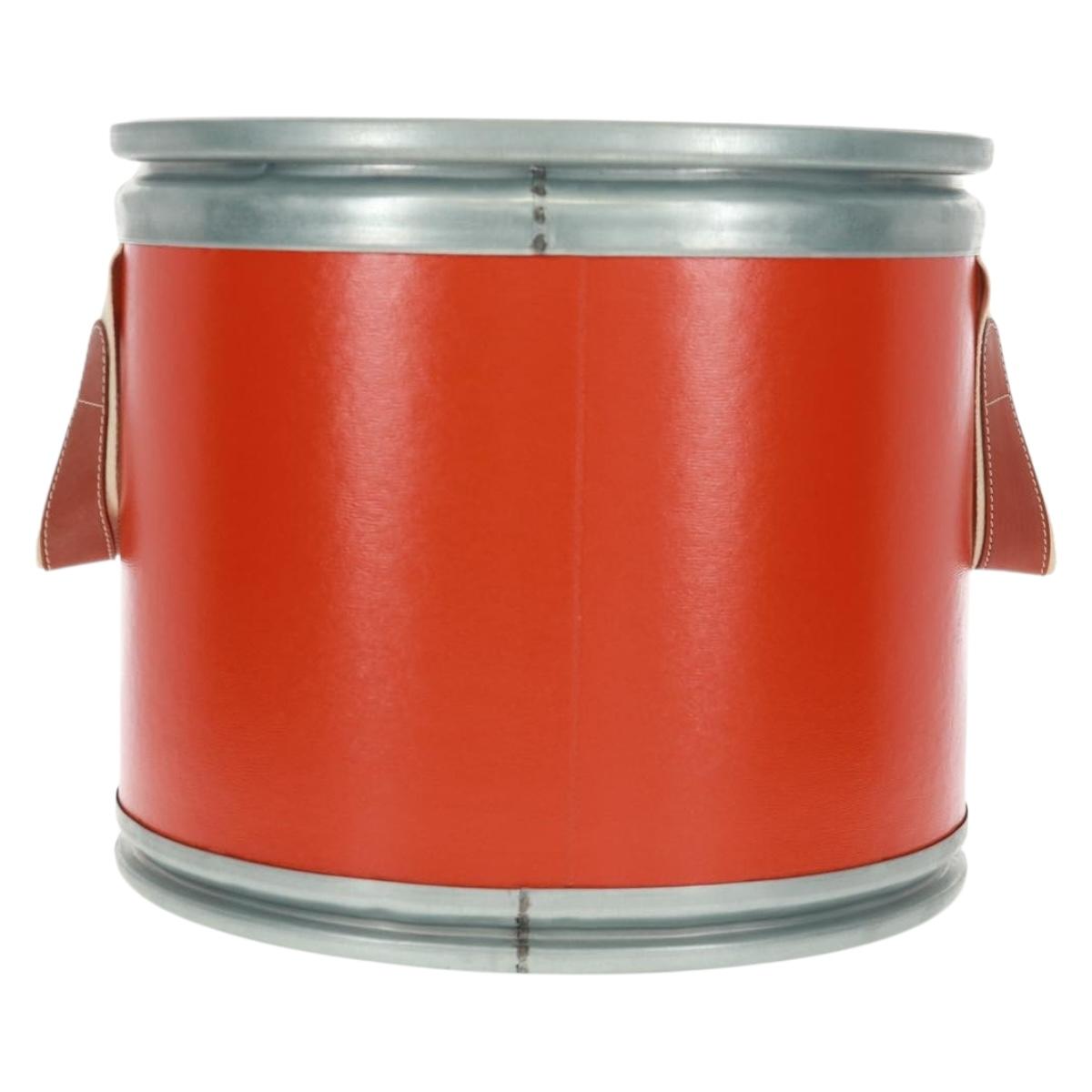 HERMES Saddle box Accessory Case metal Orange H800108E 9J Auth 165660V